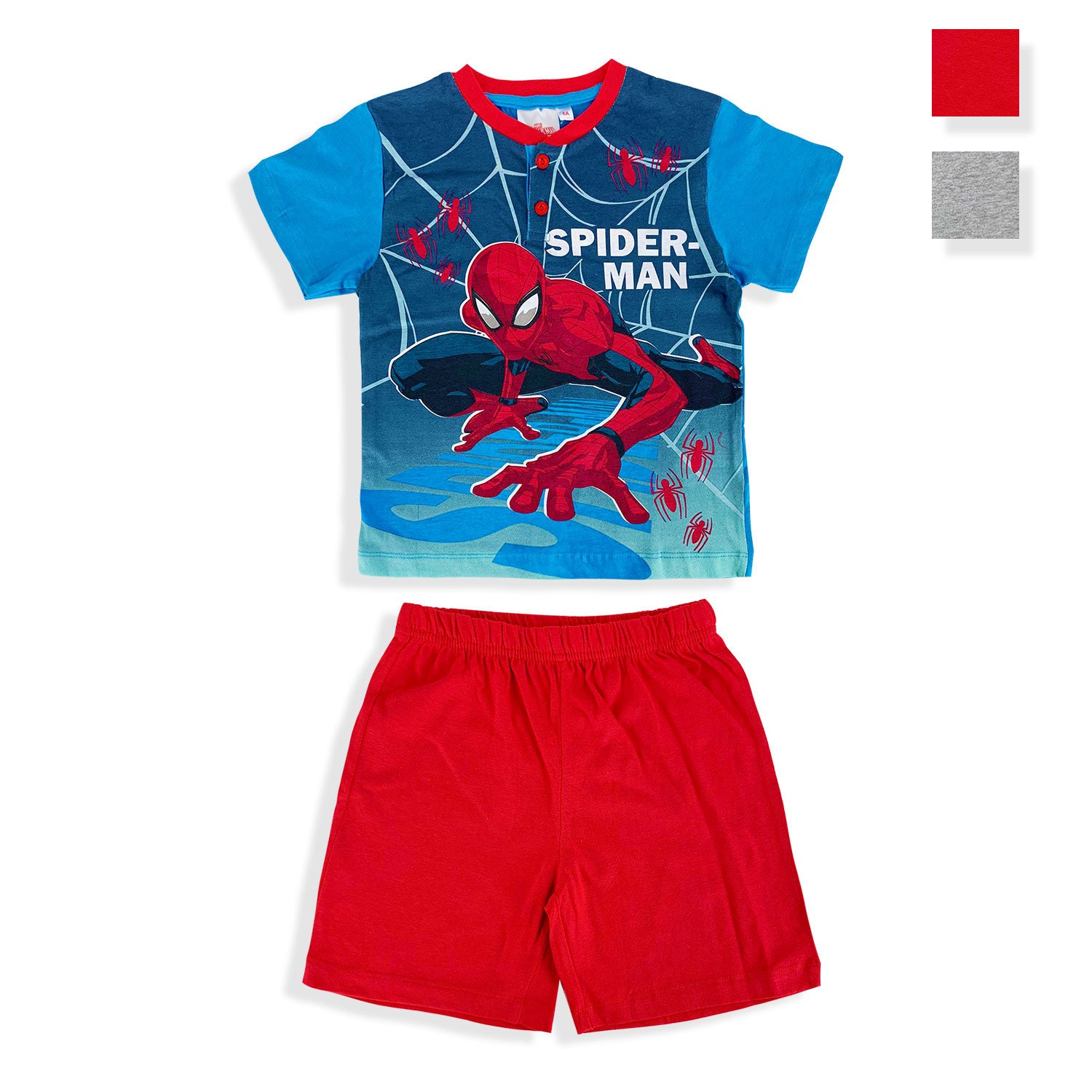 Pigiama bambino Marvel Spiderman t-shirt e pantaloncino in cotone stampato 5199