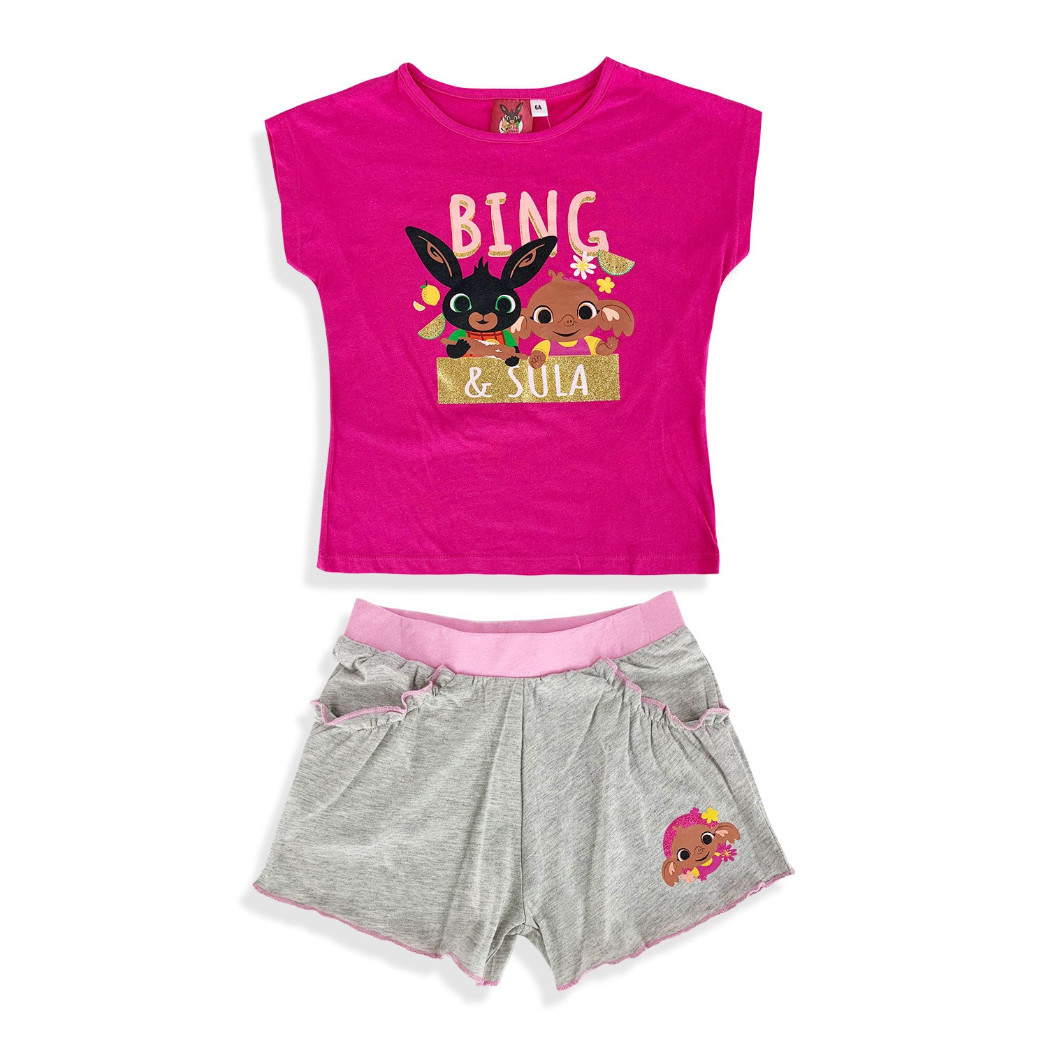 Pigiama corto bambina Bing completo t-shirt e pantaloncino in cotone 5202