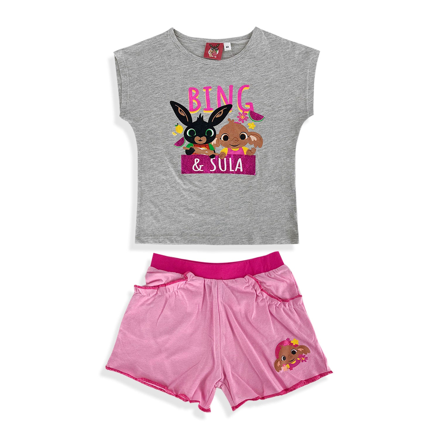 Pigiama corto bambina Bing completo t-shirt e pantaloncino in cotone 5202