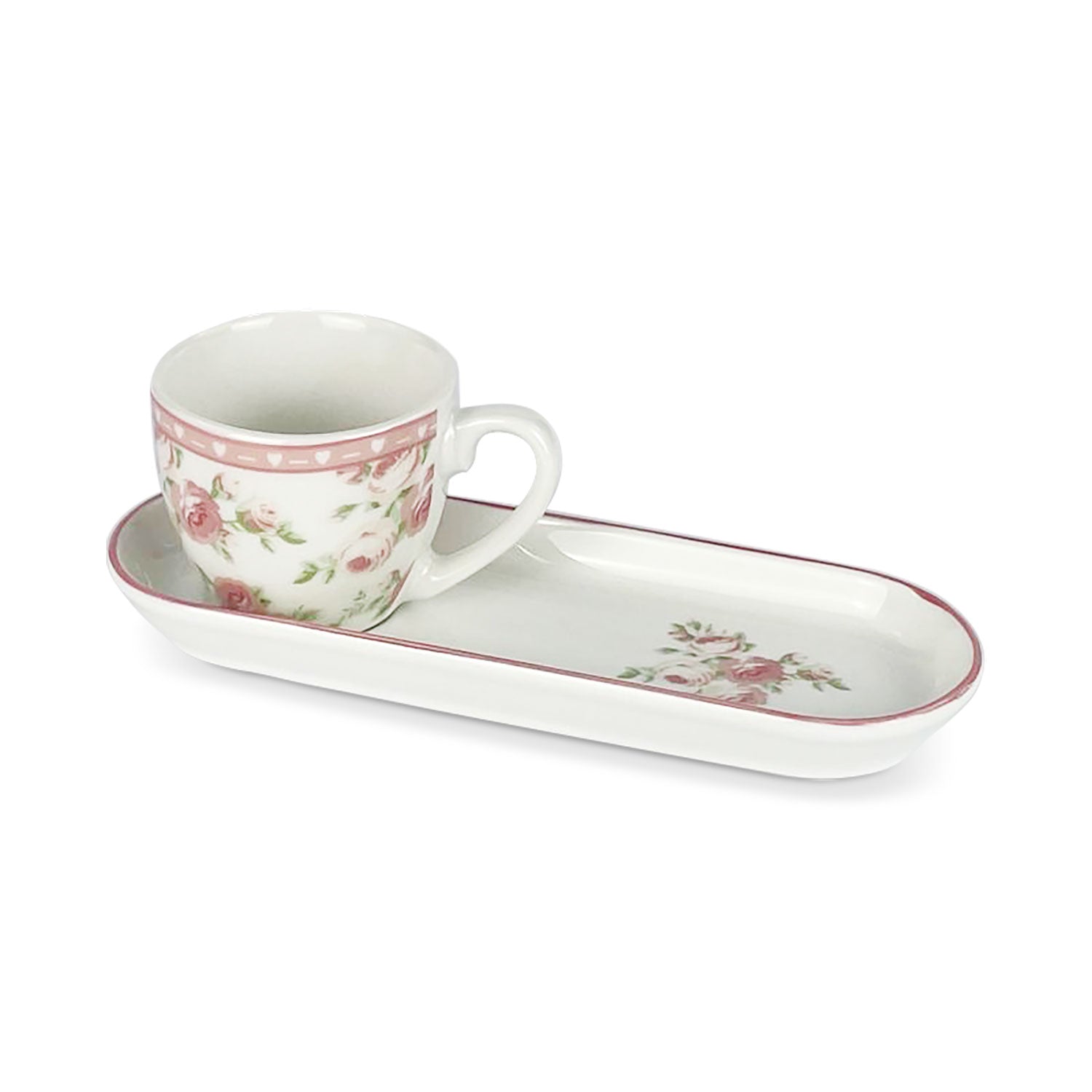 Tazzina in porcellana con vassoio Nuvole di Stoffa Shabby chic Annette 80ml 5229