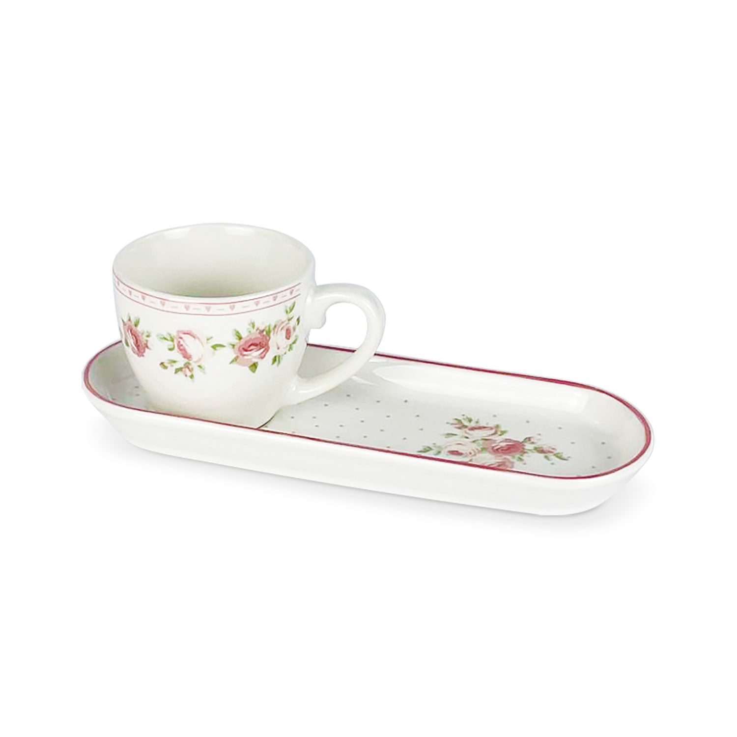 Tazzina in porcellana con vassoio Nuvole di Stoffa Shabby chic Annette 80ml 5231