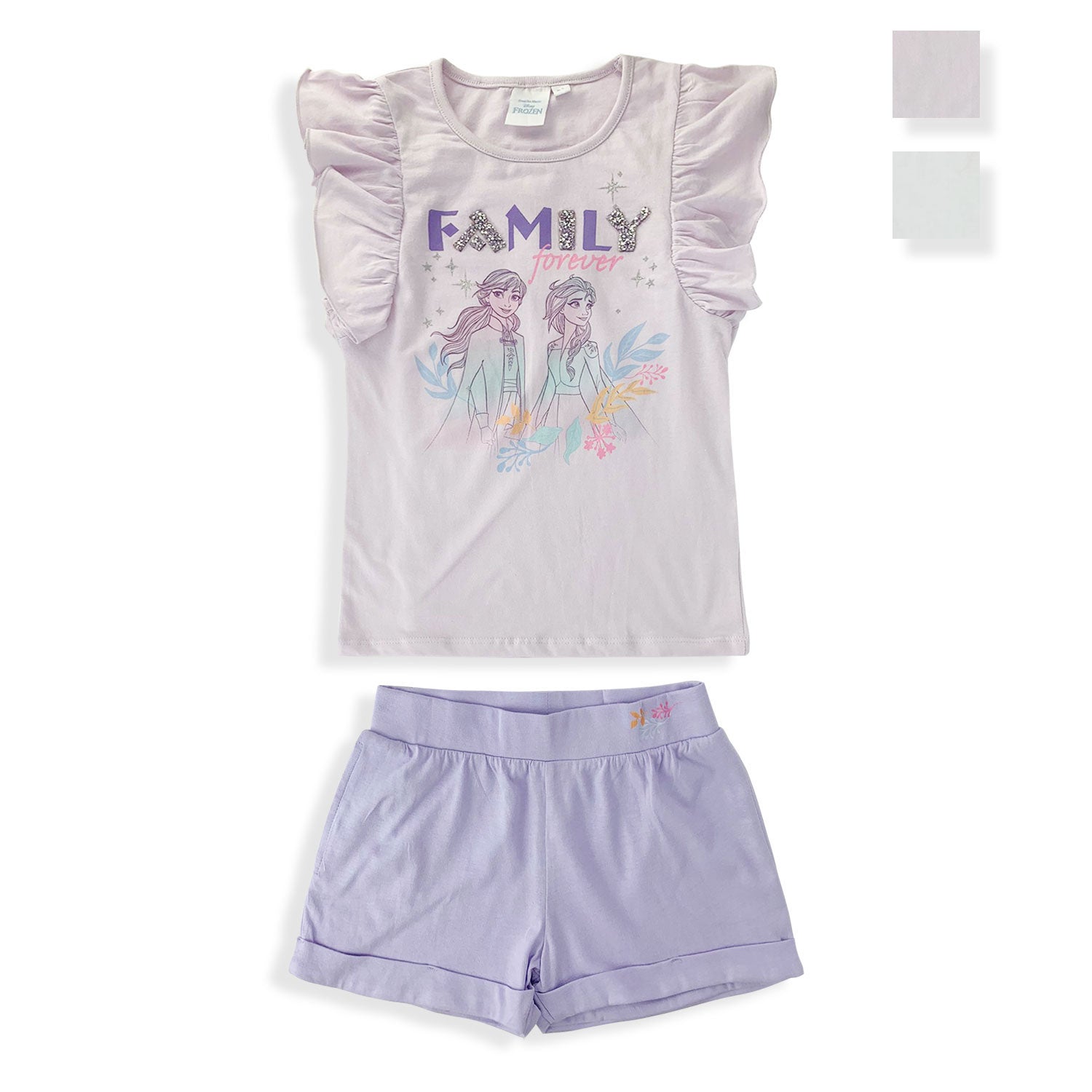 Pigiama corto bambina Disney Frozen completo t-shirt e pantaloncino cotone 5360