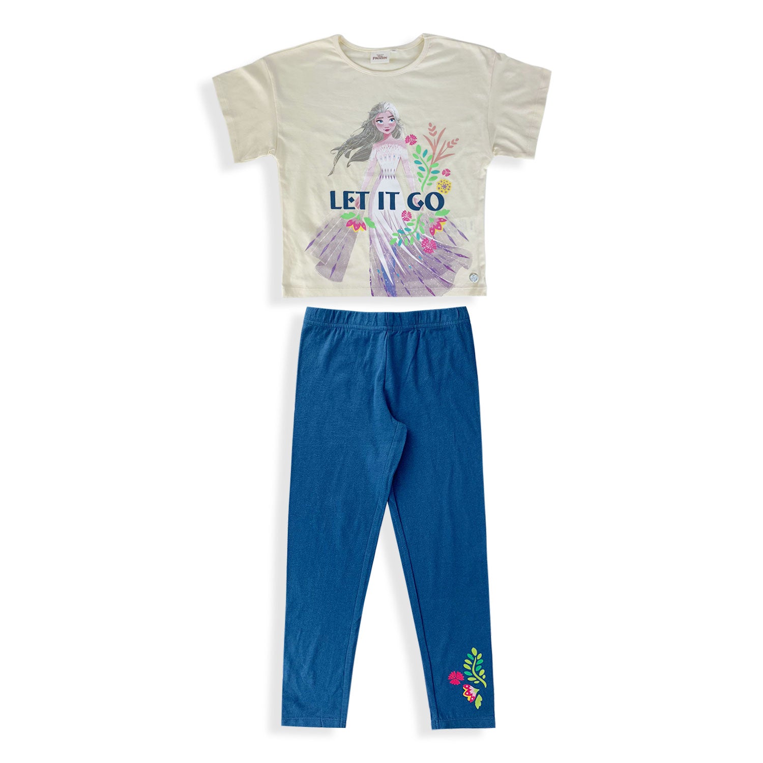 Pigiama Disney Frozen Elsa maniche corte bambina ufficiale in cotone BIO 5362