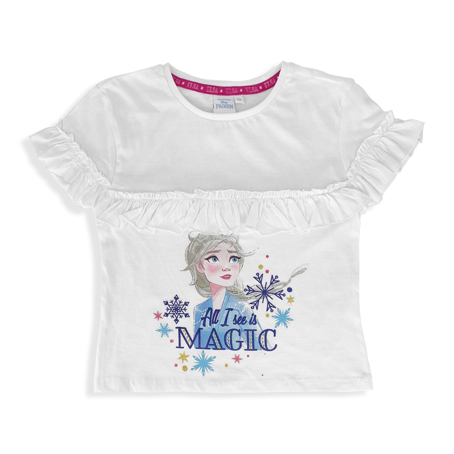 T-shirt Disney Frozen maglietta maniche corte maglia bimba cotone bambina 5363