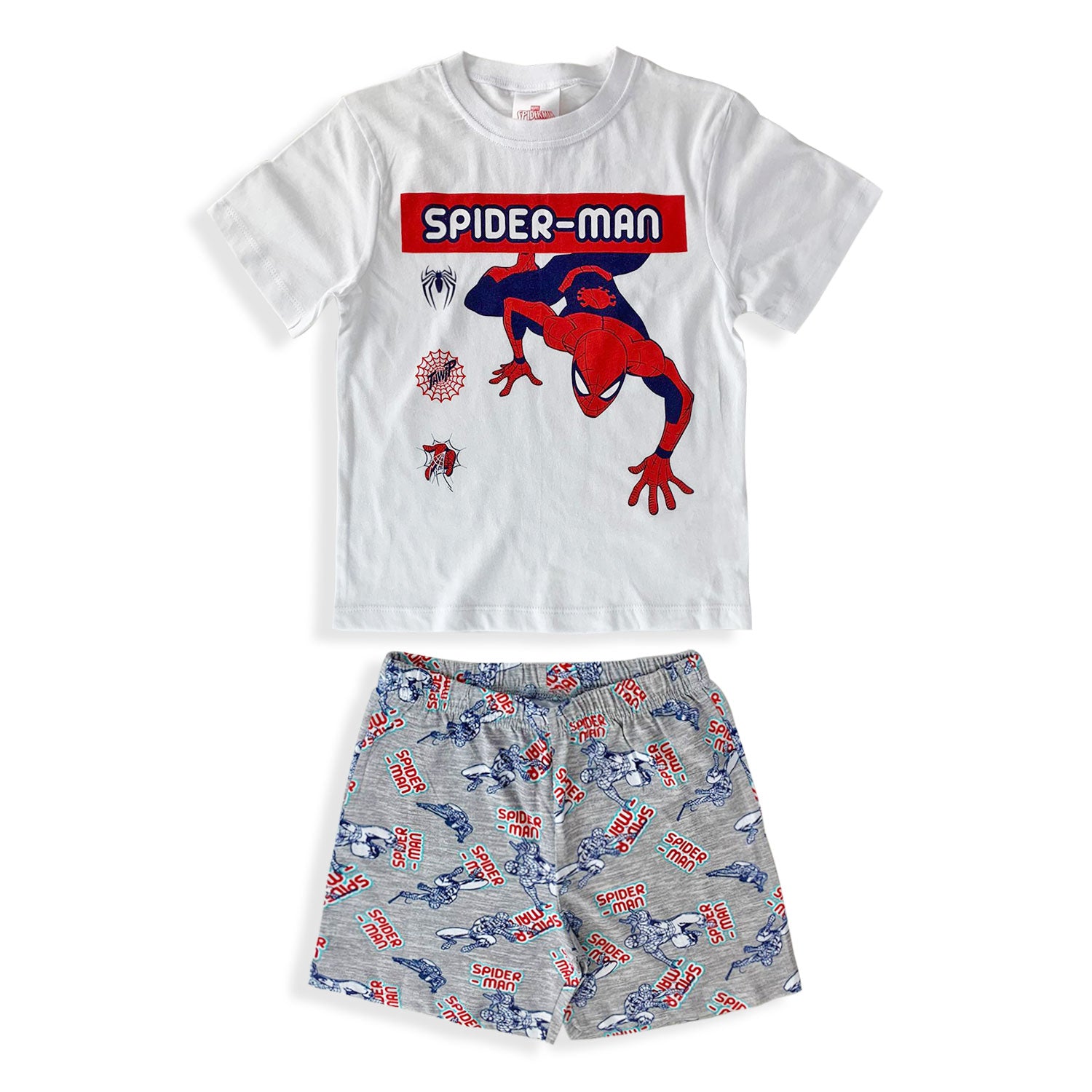 Pigiama bambino Marvel Spiderman t-shirt e pantaloncino in cotone stampato 5373