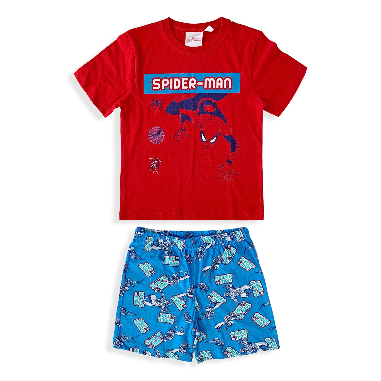 Pigiama bambino Marvel Spiderman t-shirt e pantaloncino in cotone stampato 5373