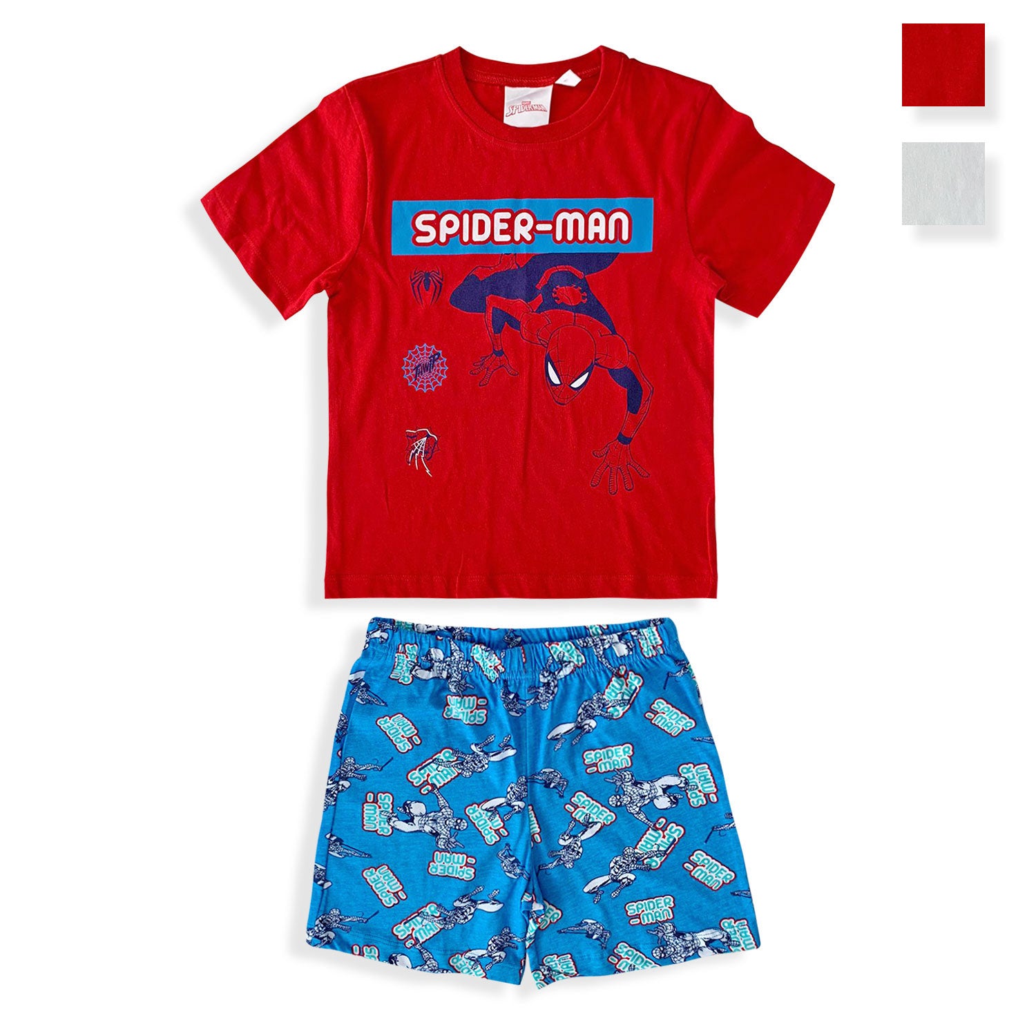 Pigiama bambino Marvel Spiderman t-shirt e pantaloncino in cotone stampato 5373