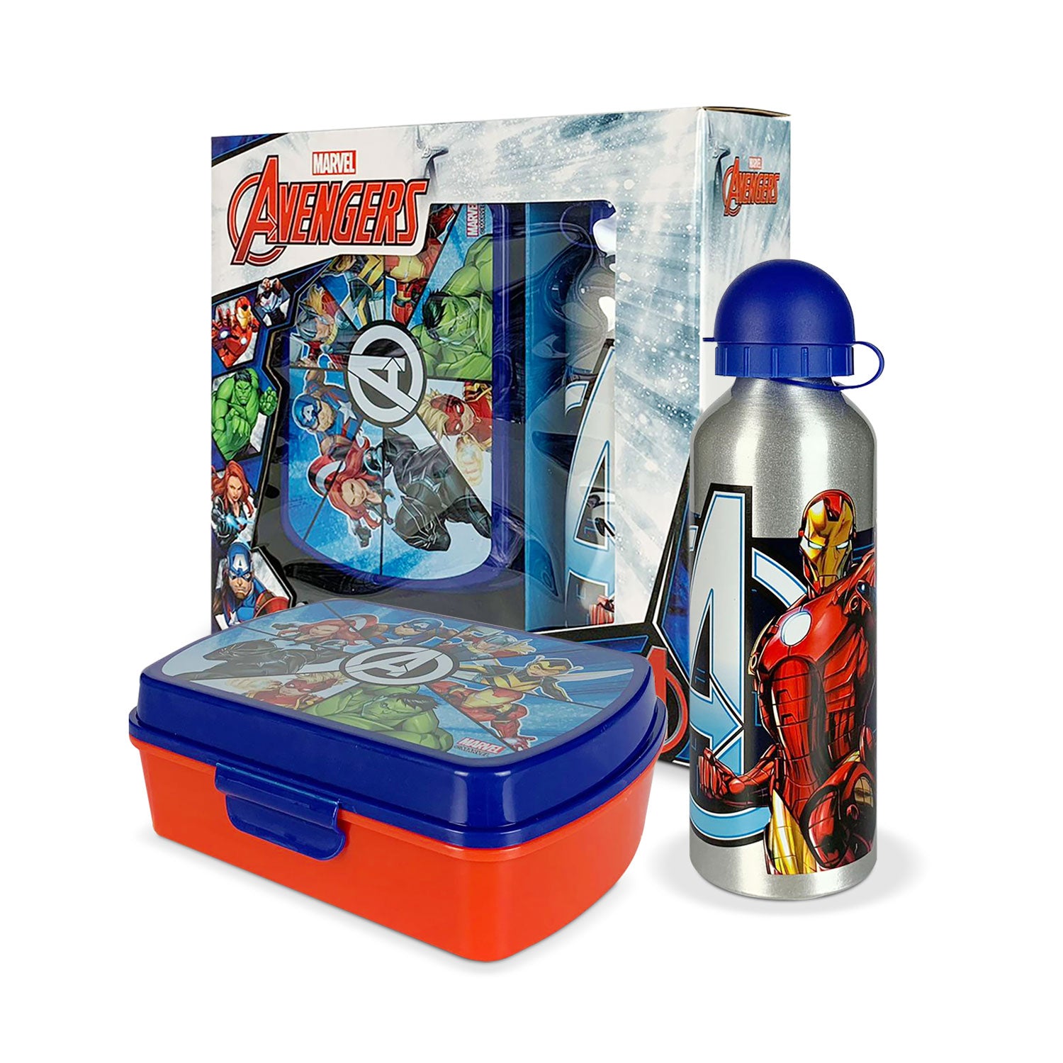 Set pranzo 2 pezzi Marvel Avengers ufficiale borraccia 500ml e portapranzo 5386