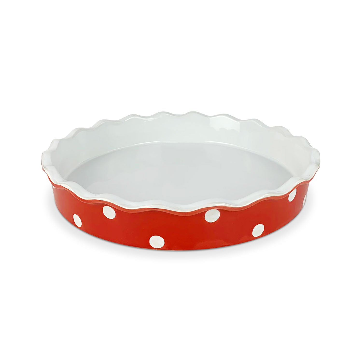 Tortiera in ceramica grande Isabelle Rose in pois per dolci Ø 30cm h 5cm 5394