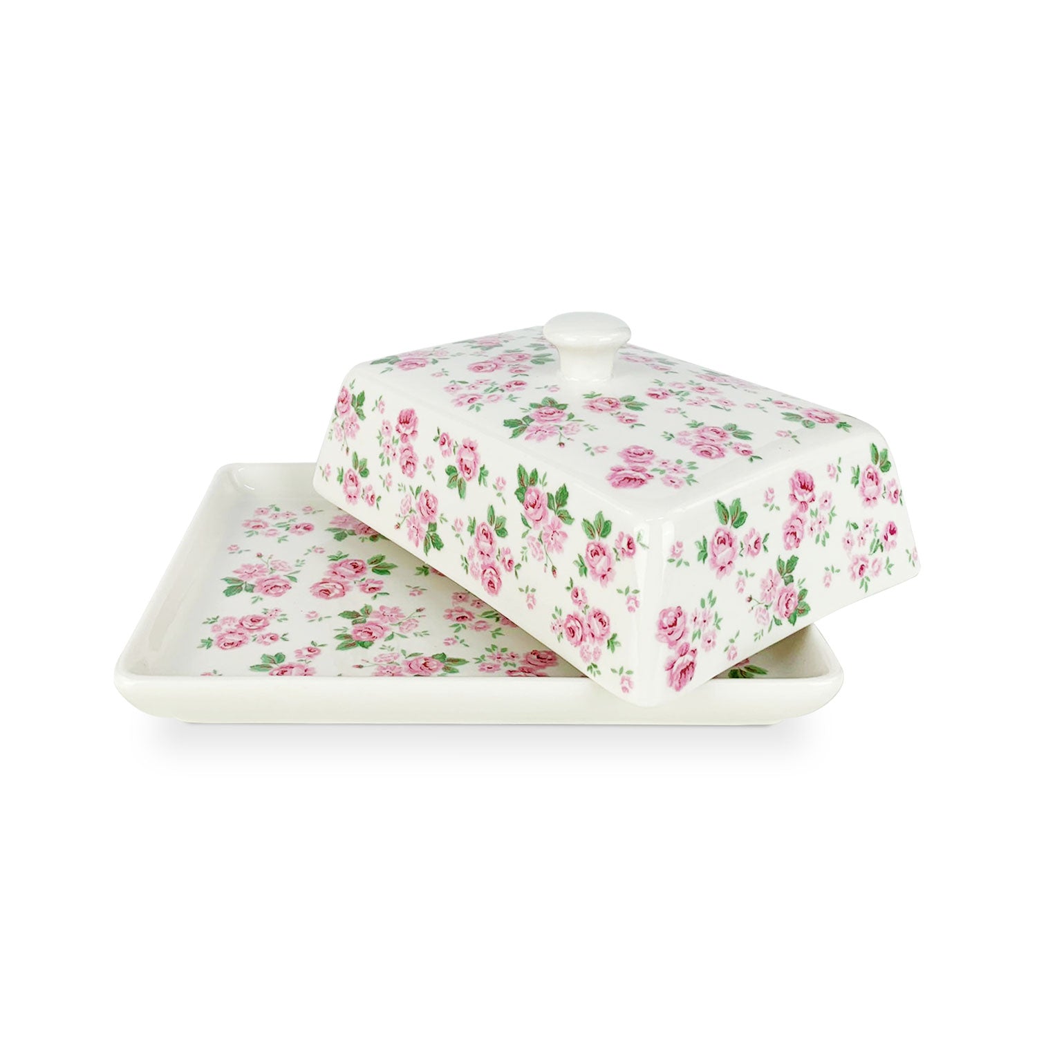 Burriera in porcellana Isabelle Rose Lucy portaburro con fiori Shabby Chic 5396