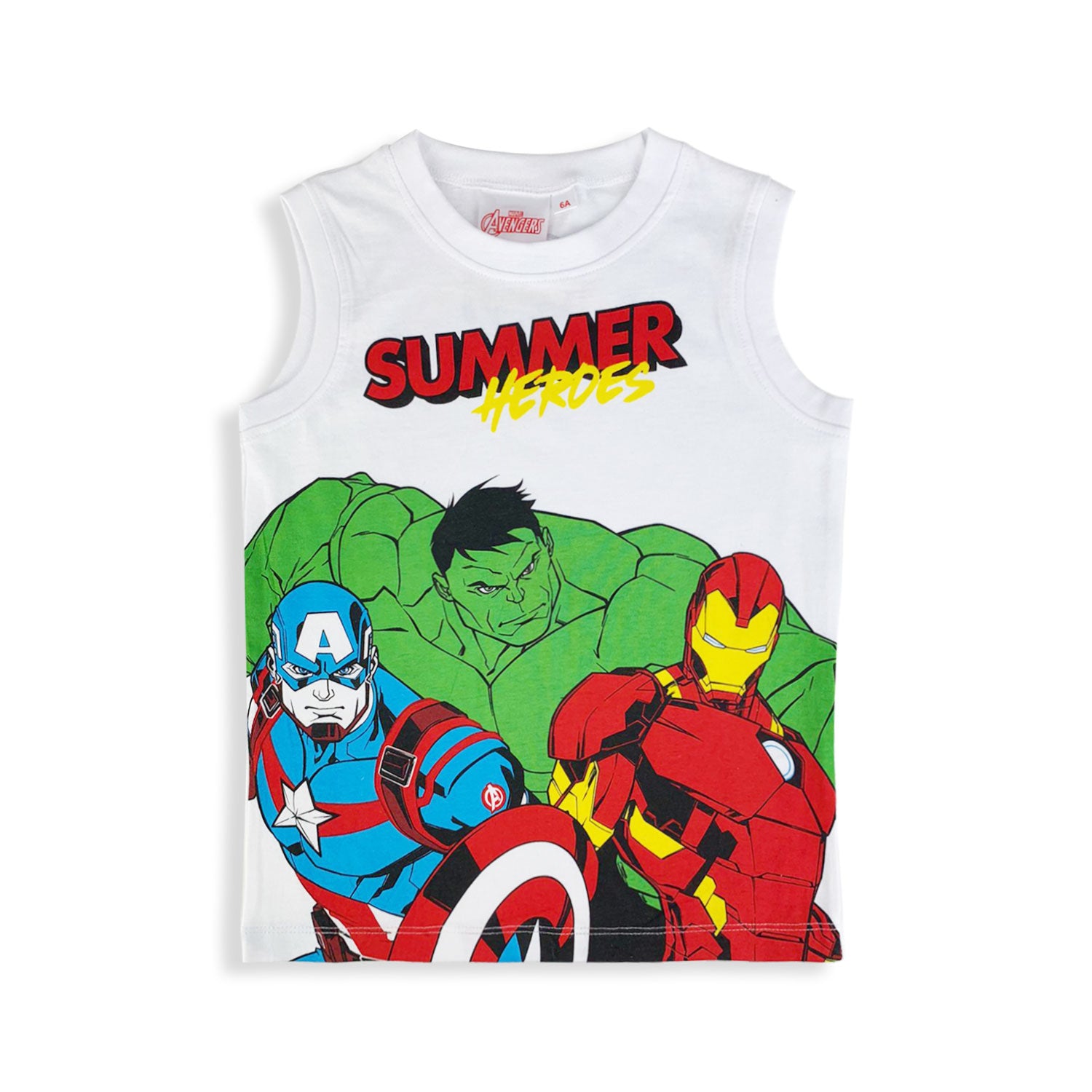 Canotta Marvel Avengers maglia bambino Hulk Capitan America Iron man cotone 5431
