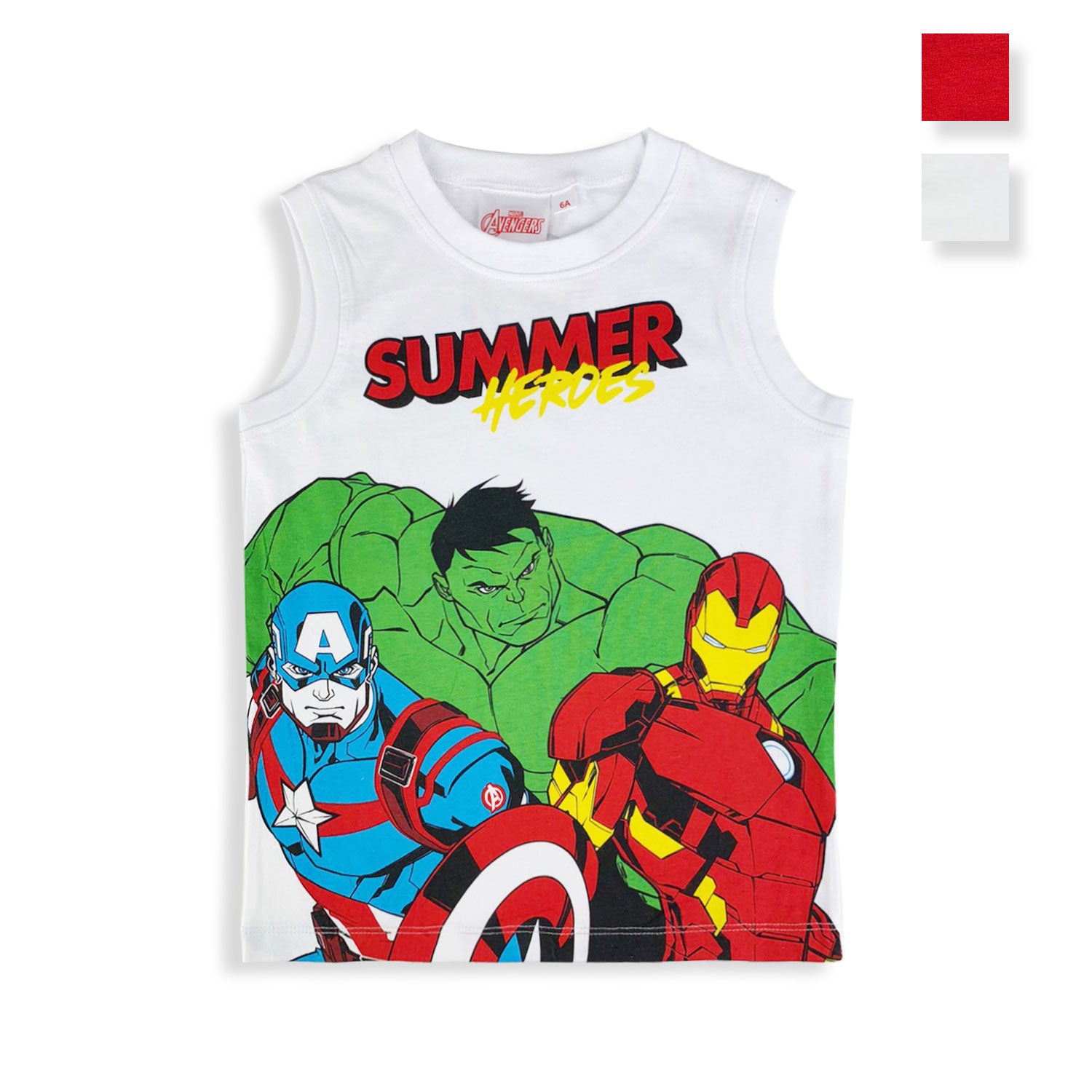 Canotta Marvel Avengers maglia bambino Hulk Capitan America Iron man cotone 5431