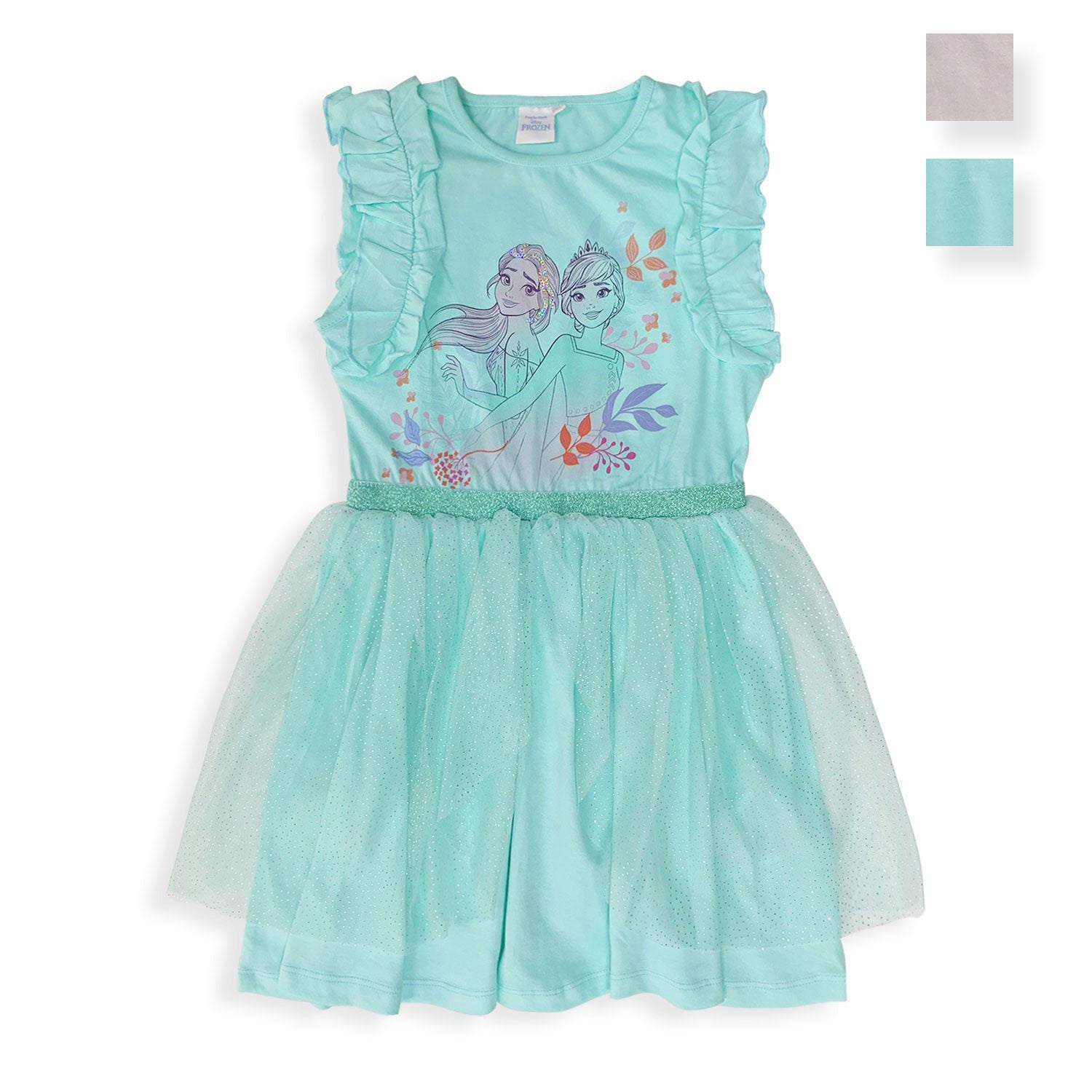 Abito bambina Disney Frozen vestitino stampato con gonna tulle brillantini 5439