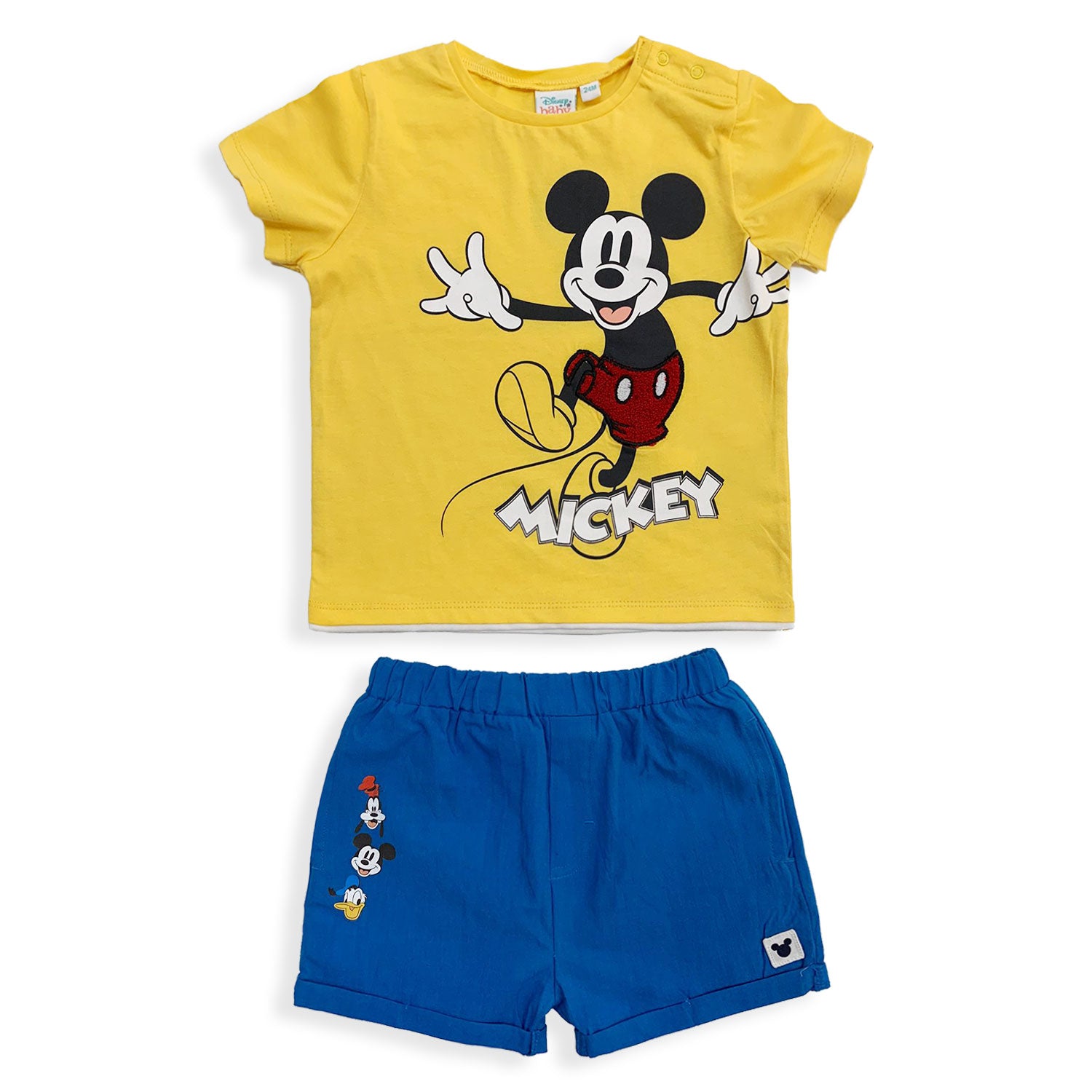 Completino Bimbo Neonato 2 Pezzi Estivo - Camicia Bianca Stampa Floreale Con Fiocco E Pantaloncini Rossi