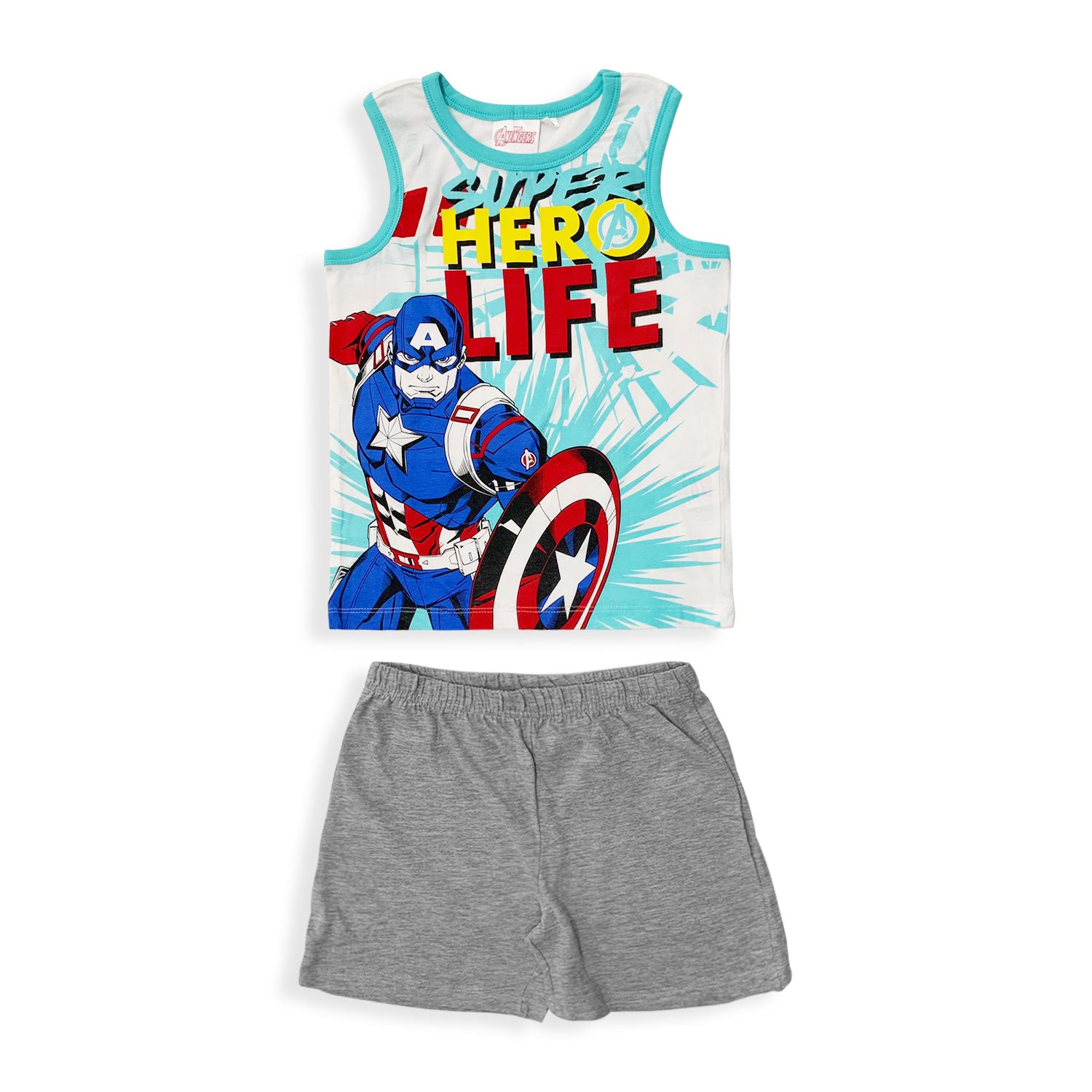 Completo bambino Marvel Avengers canotta e pantaloncino in cotone stampato 5443