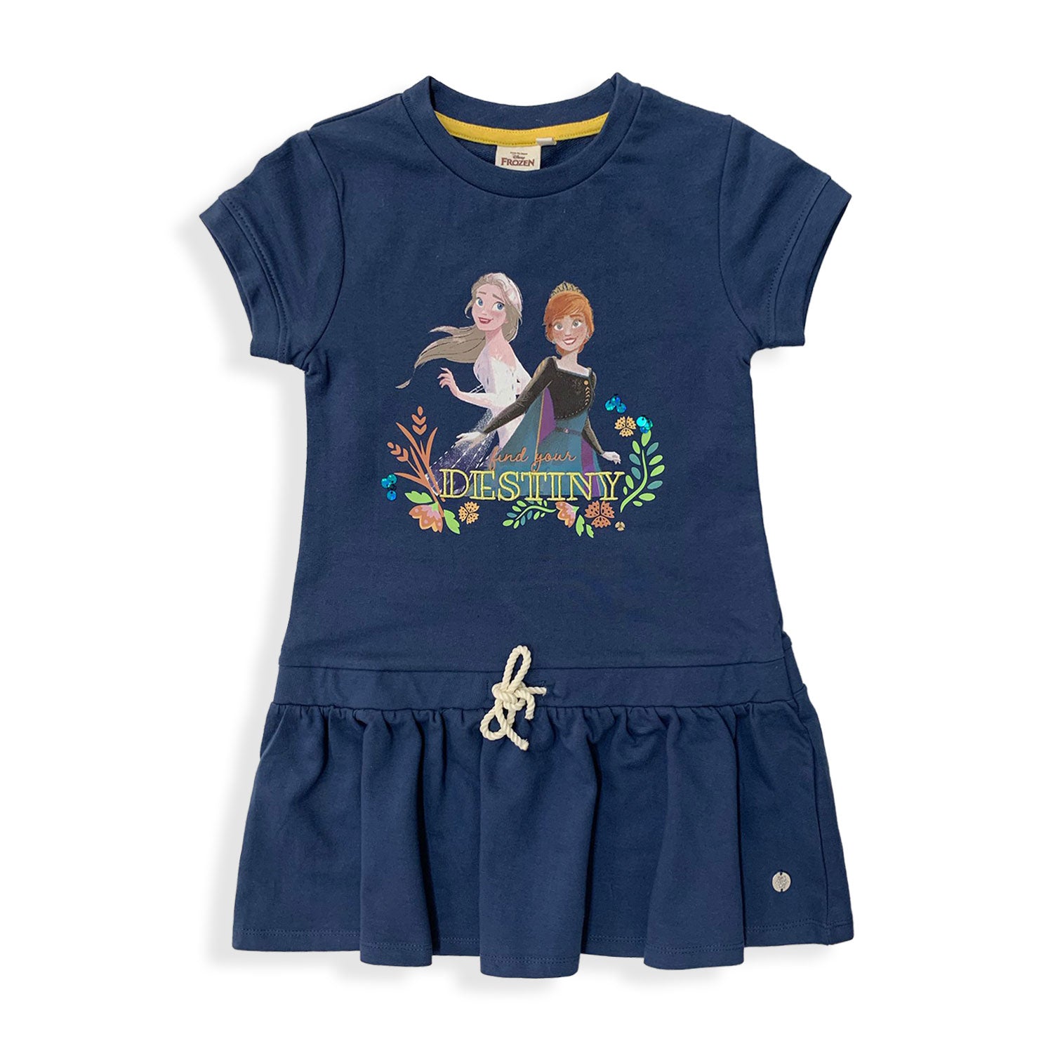 Abito bambina Disney Frozen vestitino stampato Elsa e Anna in cotone Bio 5444