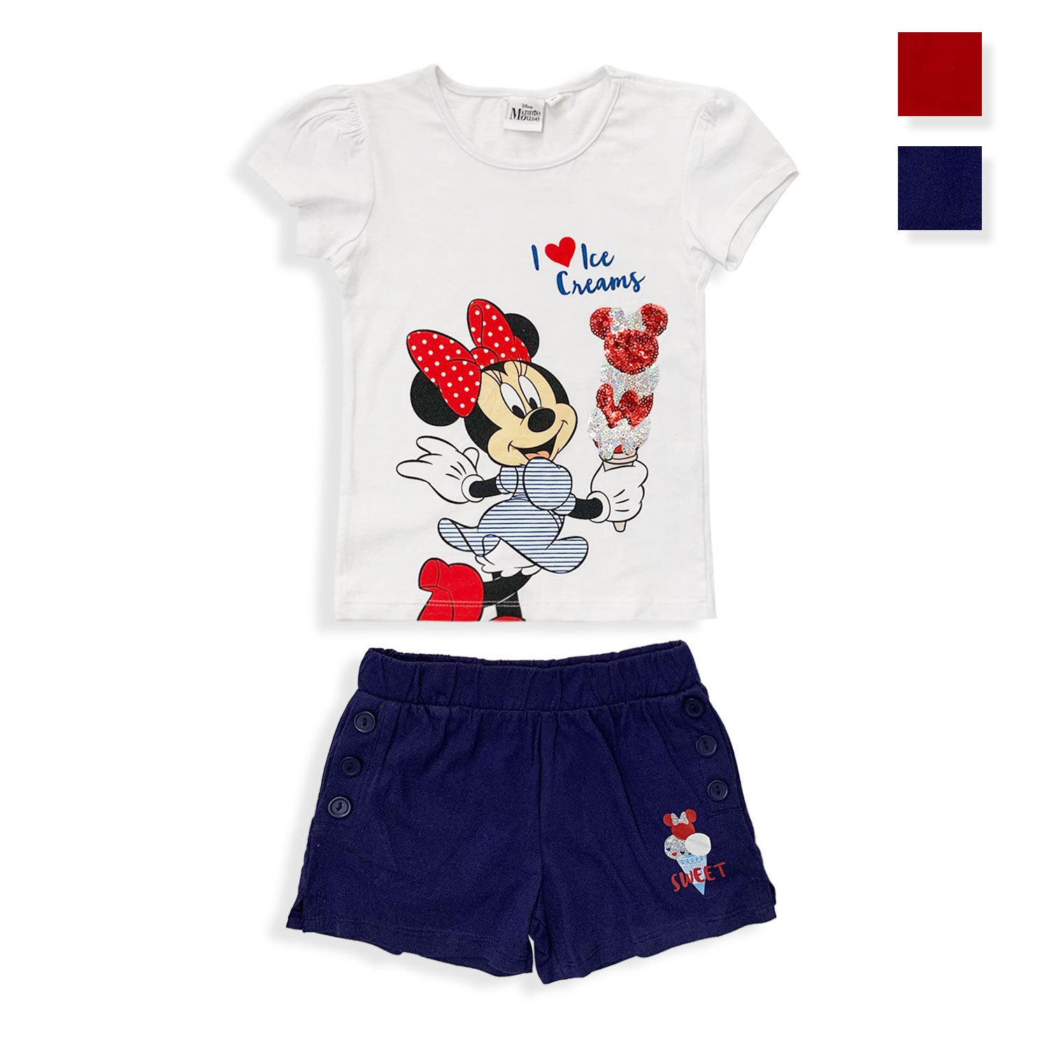 Completo bambina Disney Minnie Mouse t-shirt e pantaloncino in cotone 5452