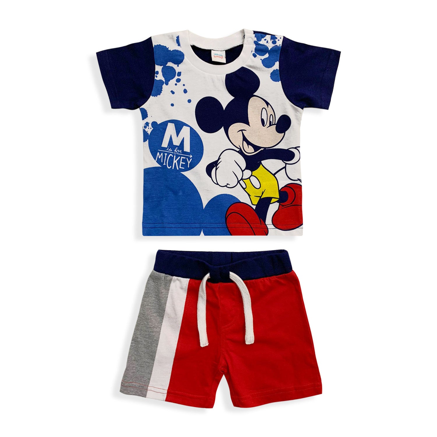 Pigiama Disney Mickey Mouse in cotone mezze maniche neonato bambino 5492