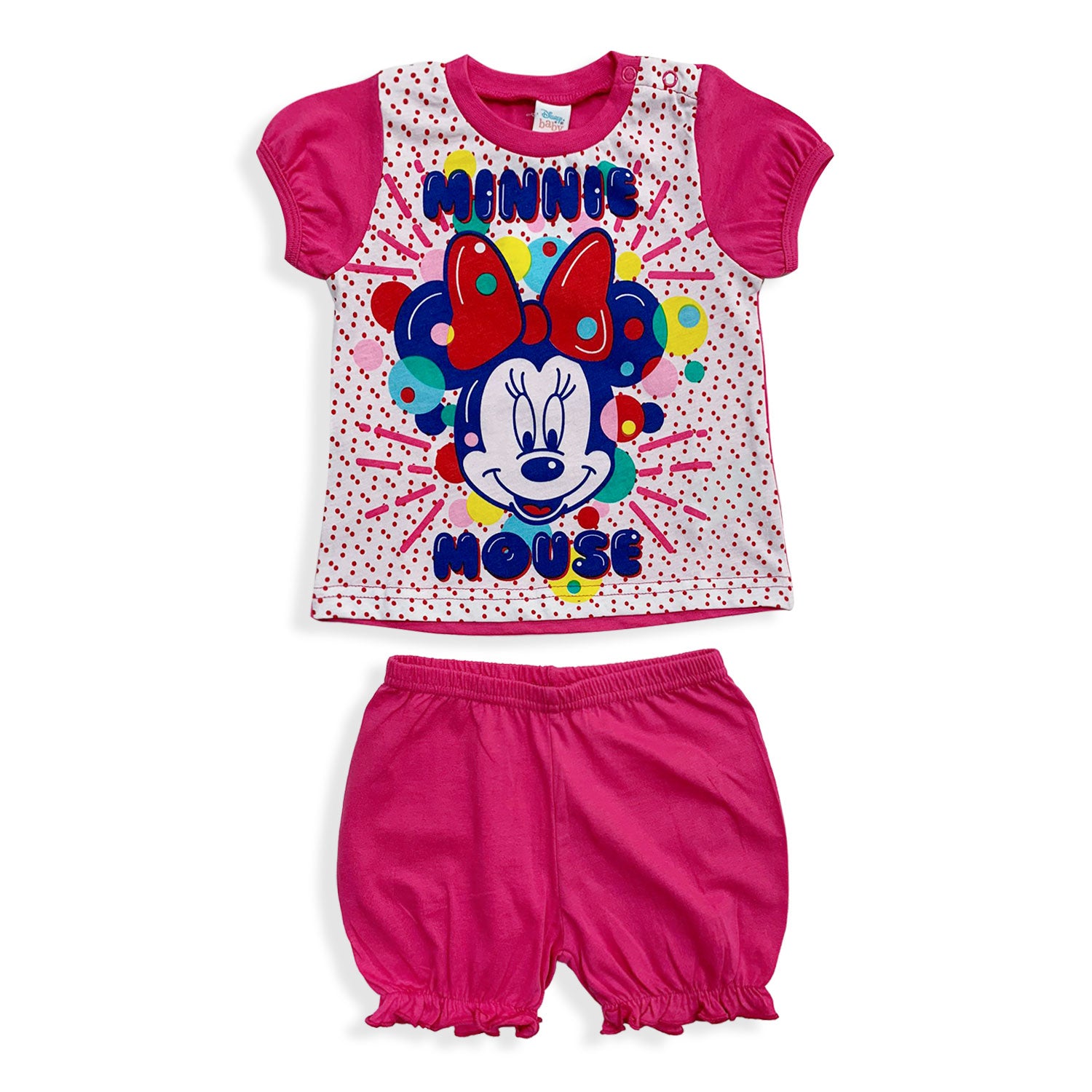 Pigiama Disney Minnie Mouse in cotone mezze maniche neonato bambina 5495