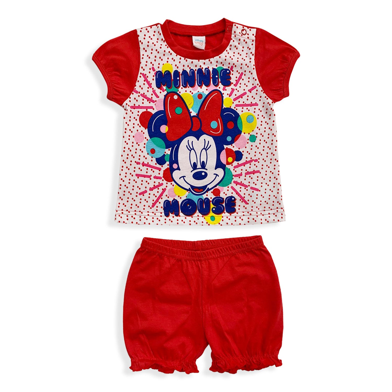 Pigiama Disney Minnie Mouse in cotone mezze maniche neonato bambina 5495