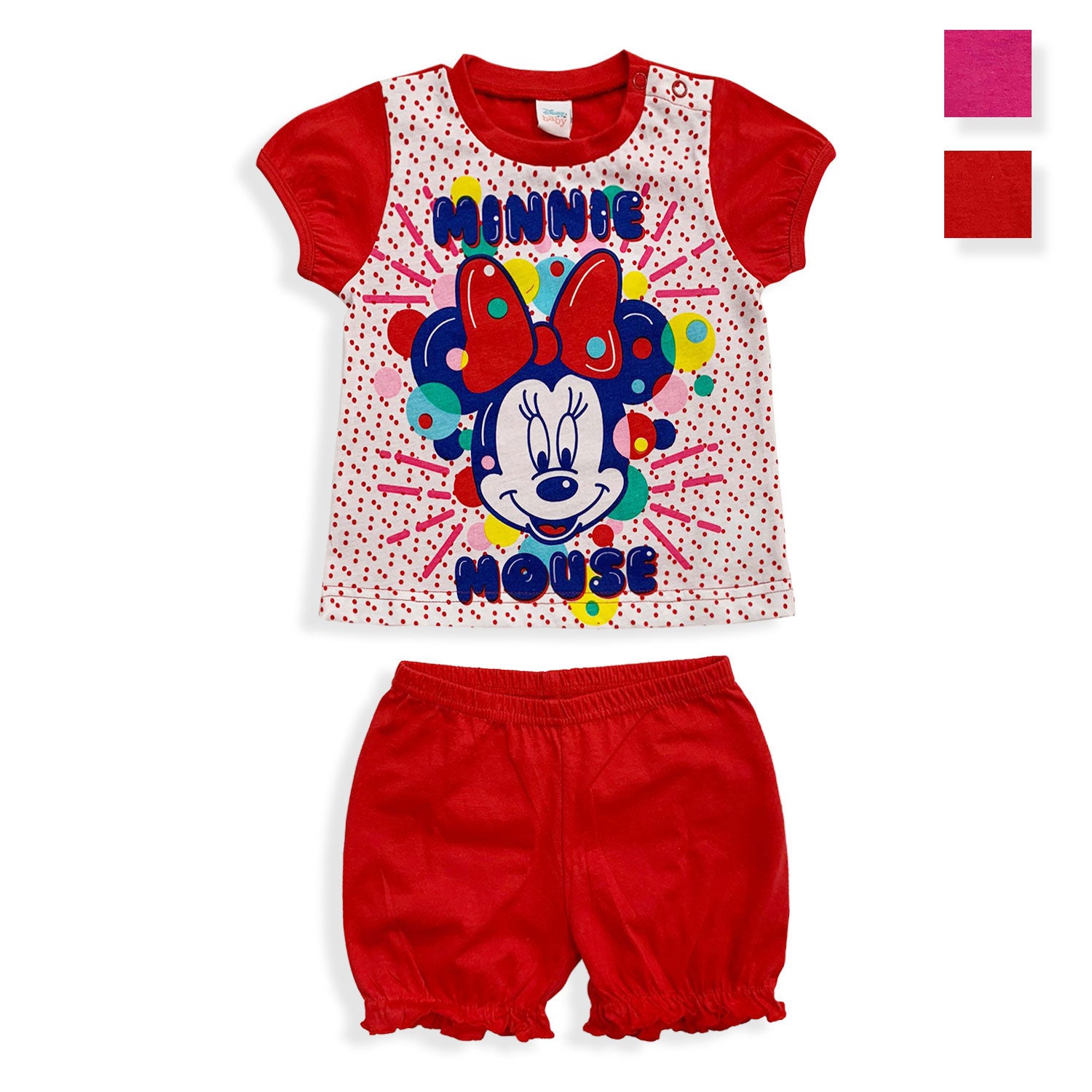 Pigiama Disney Minnie Mouse in cotone mezze maniche neonato bambina 5495