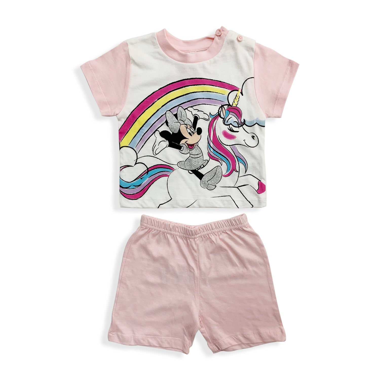 Pigiama Disney Minnie Mouse unicorno cotone mezze maniche neonato bambina 5496
