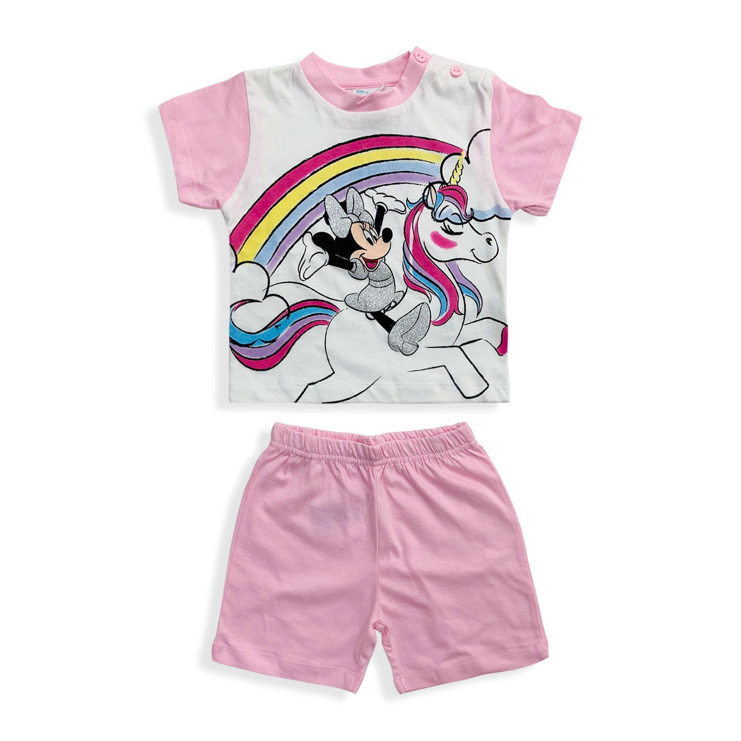 Pigiama Disney Minnie Mouse unicorno cotone mezze maniche neonato bambina 5496