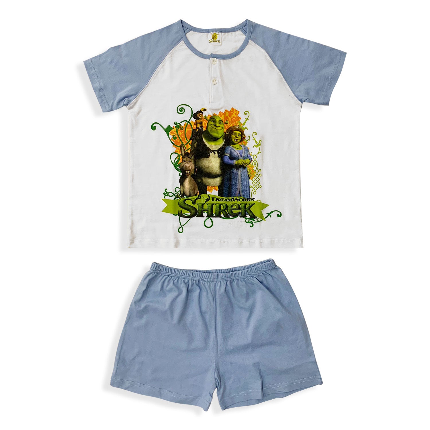 Pigiama bambino Shrek t-shirt e pantaloncino in cotone stampato 5499