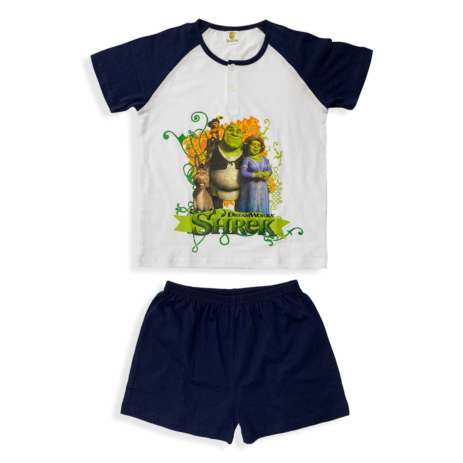 Pigiama bambino Shrek t-shirt e pantaloncino in cotone stampato 5499