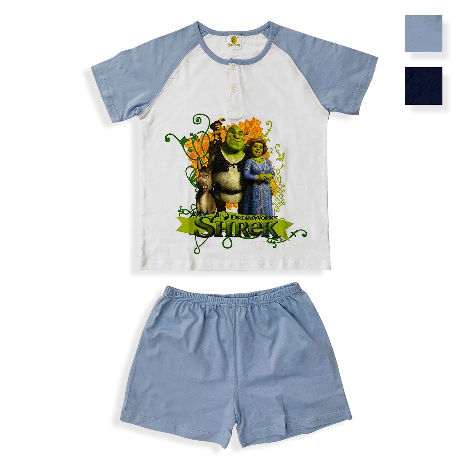 Pigiama bambino Shrek t-shirt e pantaloncino in cotone stampato 5499