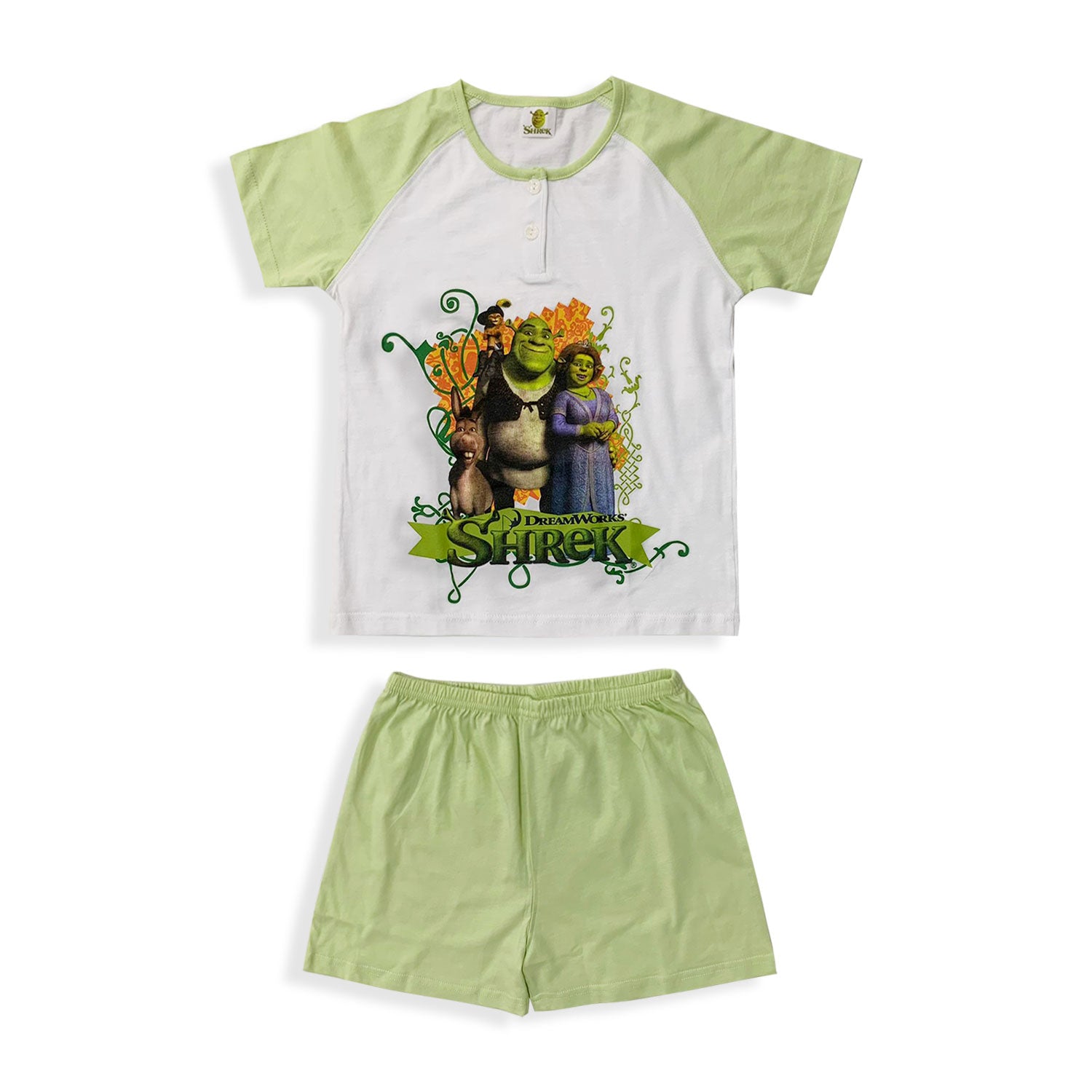 Pigiama bambina Shrek t-shirt e pantaloncino in cotone stampato 5506