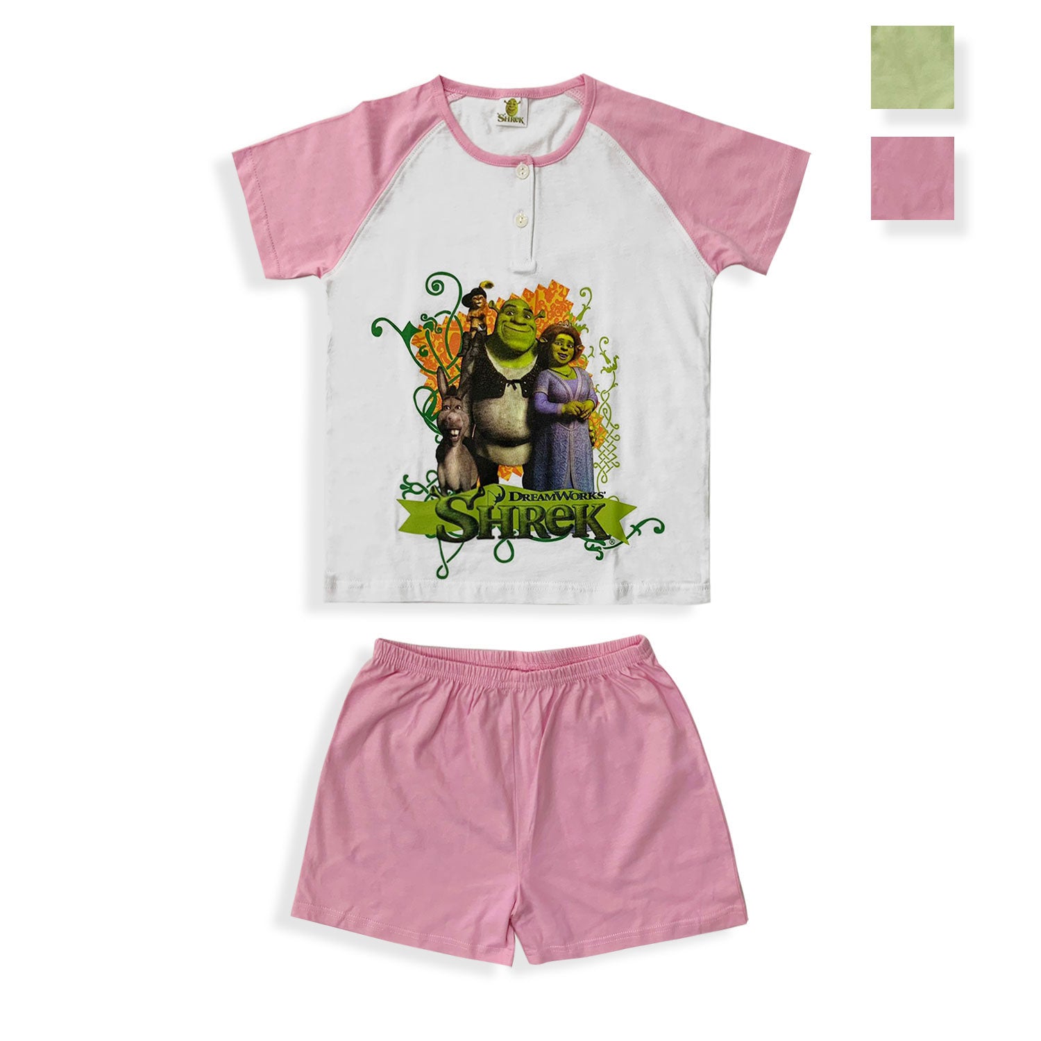 Pigiama bambina Shrek t-shirt e pantaloncino in cotone stampato 5506