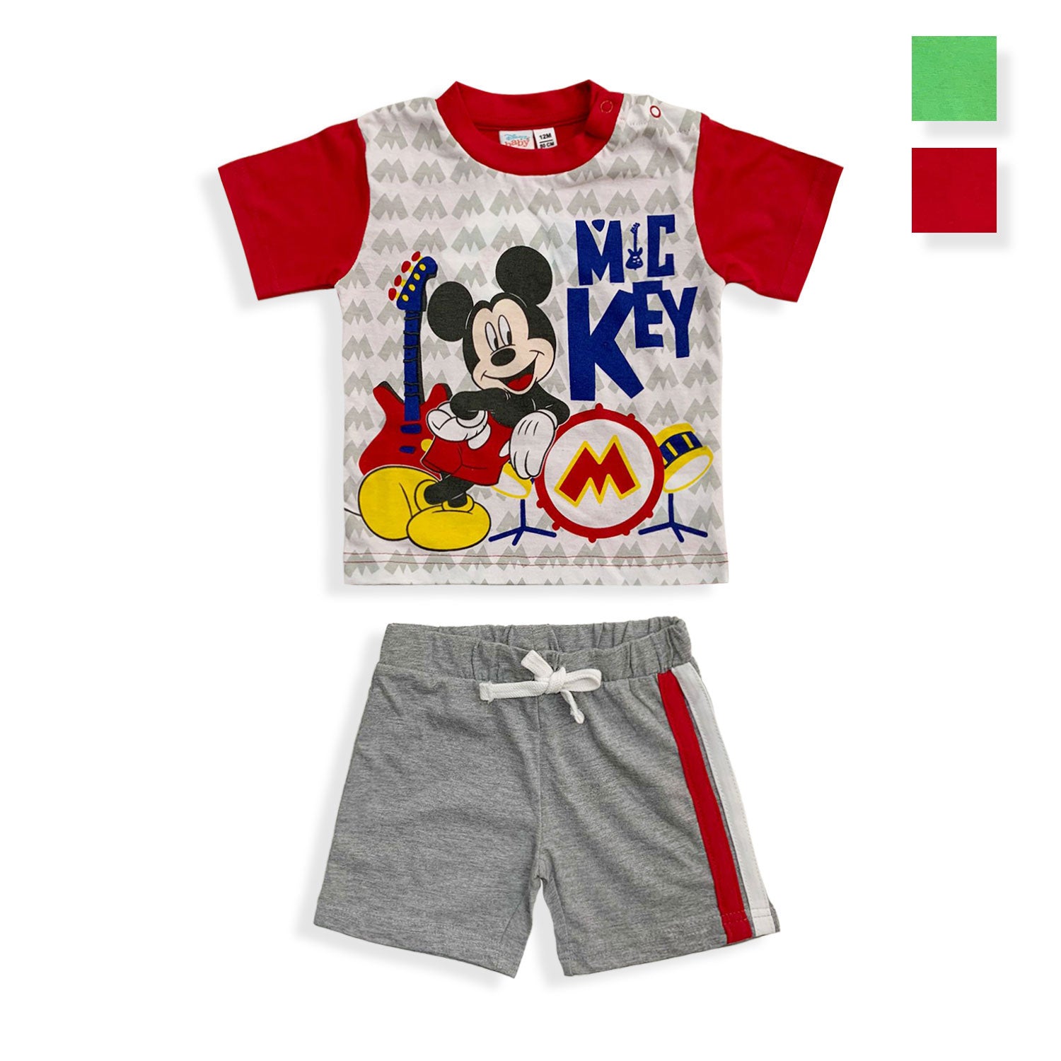 Completo Disney Mickey Mouse in cotone estivo t-shirt neonato bambino 5511