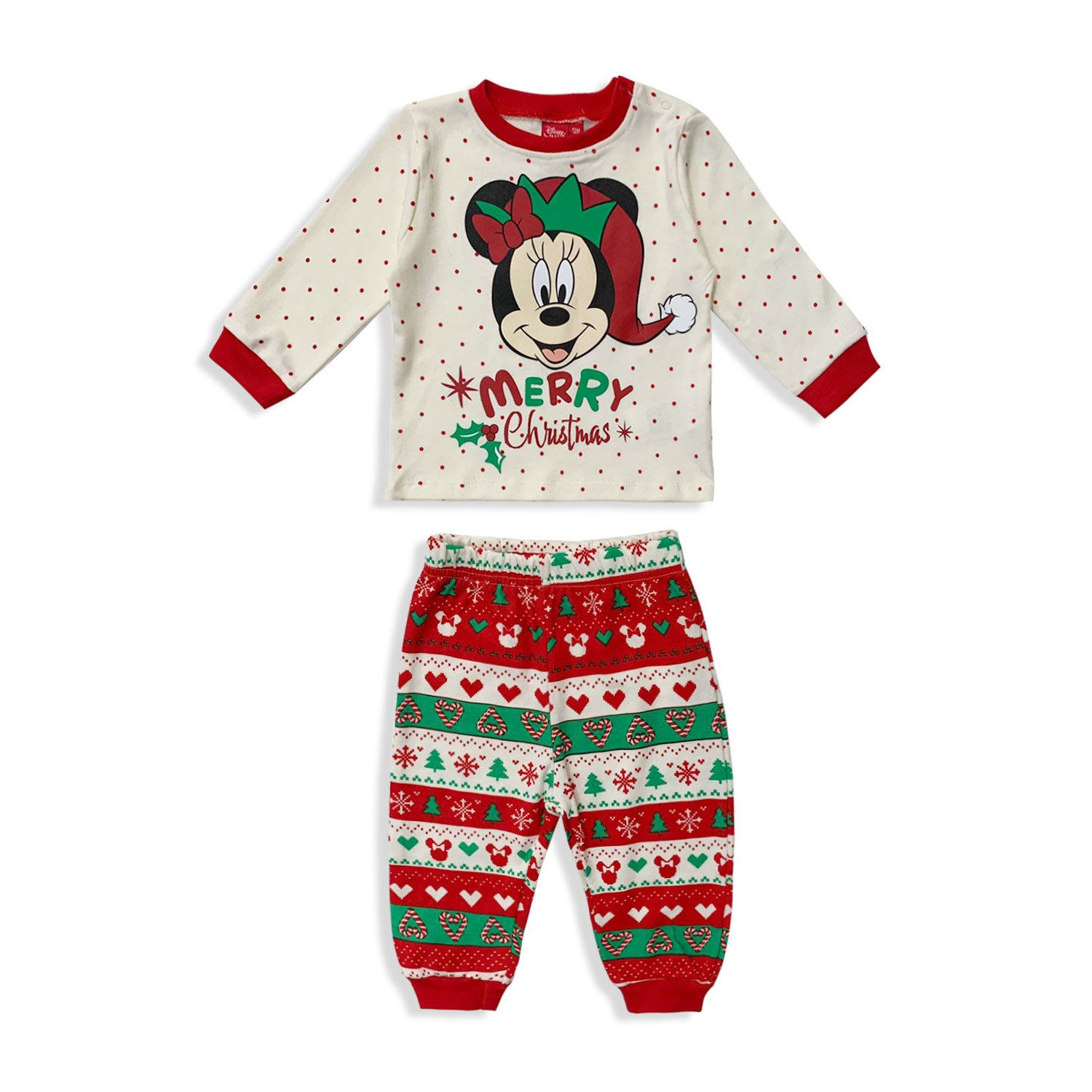 Pigiama natalizio Disney Minnie Mouse lungo neonato bimba in cotone Natale 5529