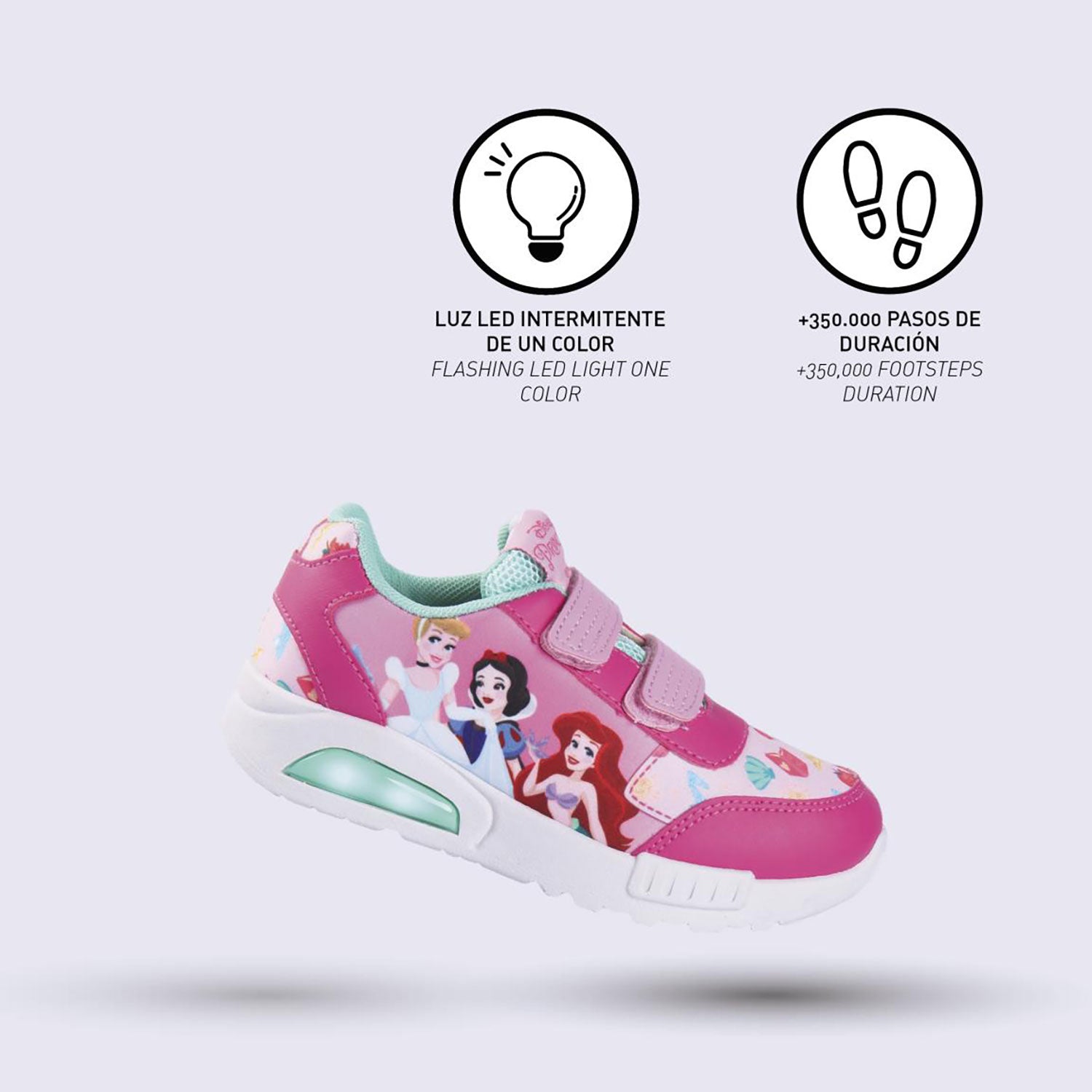 Scarpe sportive Disney Princess a strappo per bambina con luci led 5549