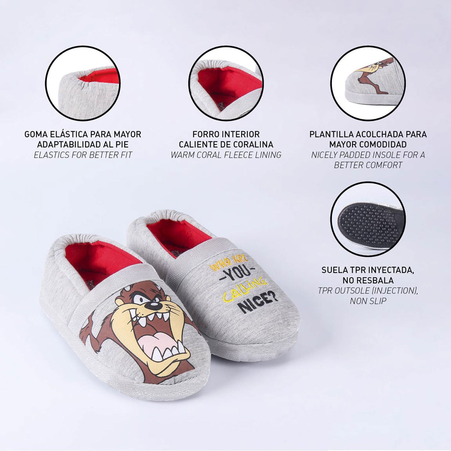 Pantofole invernali chiuse Looney Tunes antiscivolo bambino Tazmania 5556