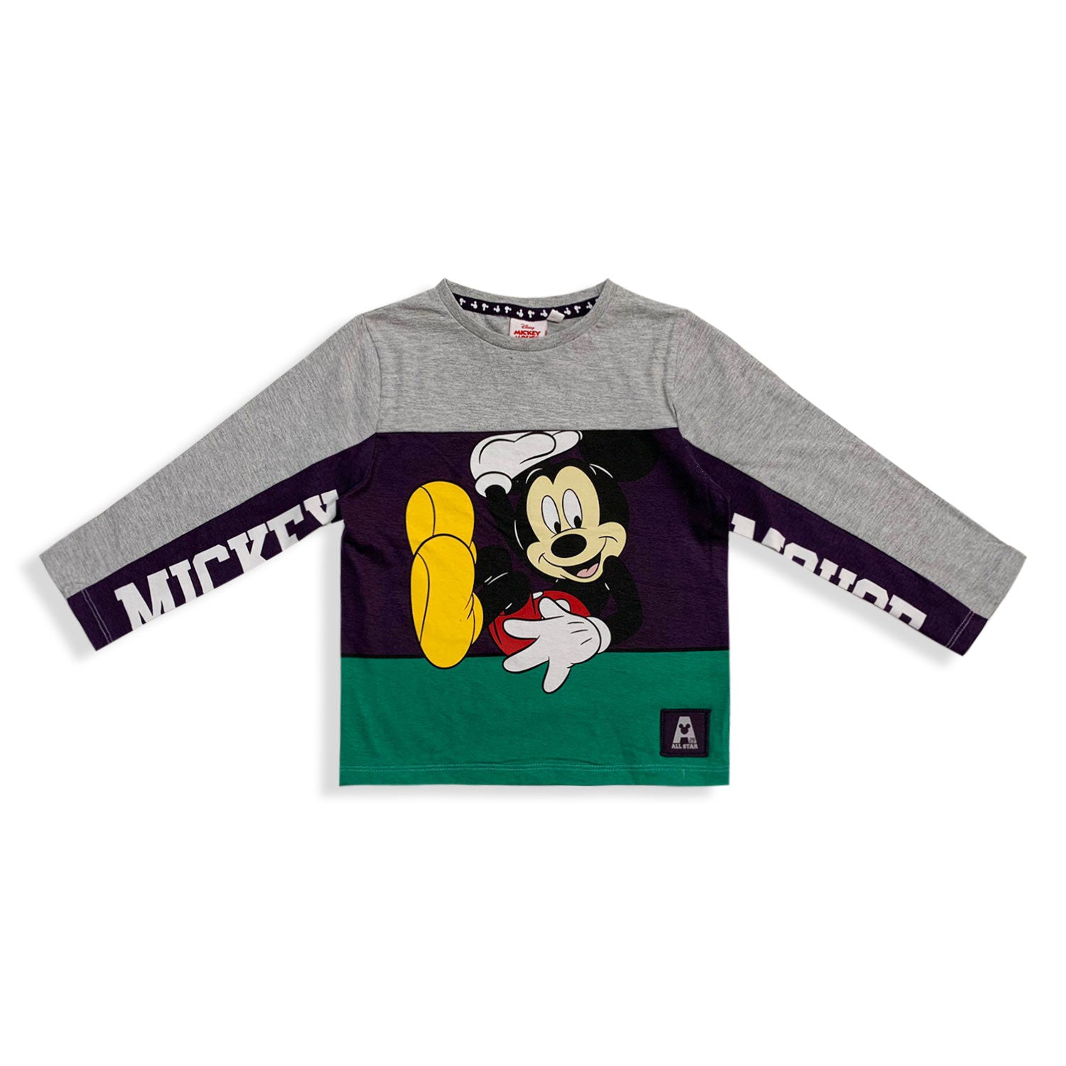 Maglietta Disney Mickey Mouse maniche lunghe bambino ufficiale in cotone 5563