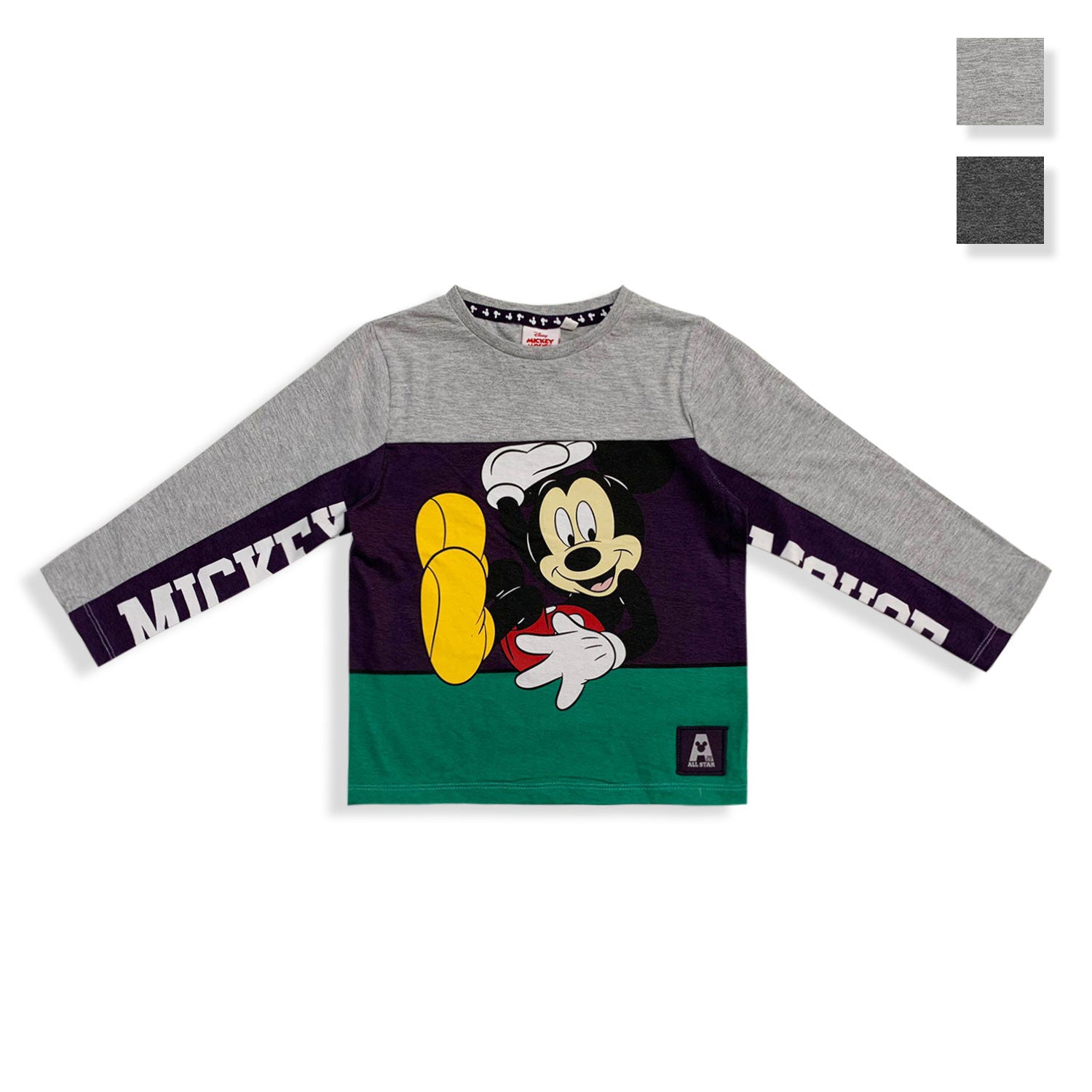 Maglietta Disney Mickey Mouse maniche lunghe bambino ufficiale in cotone 5563