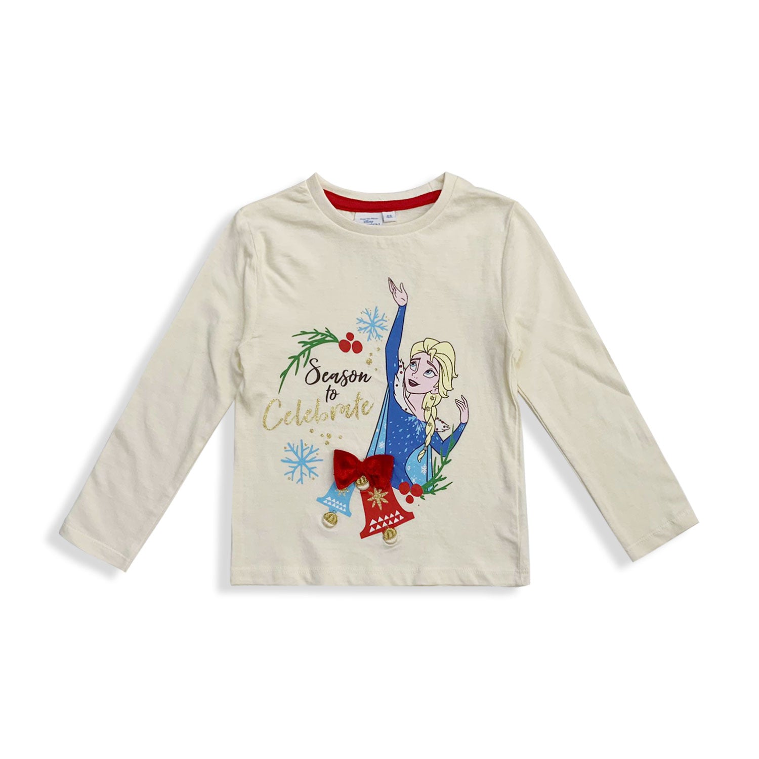 Maglietta Disney Frozen Elsa maniche lunghe natalizia bambina per Natale 5565