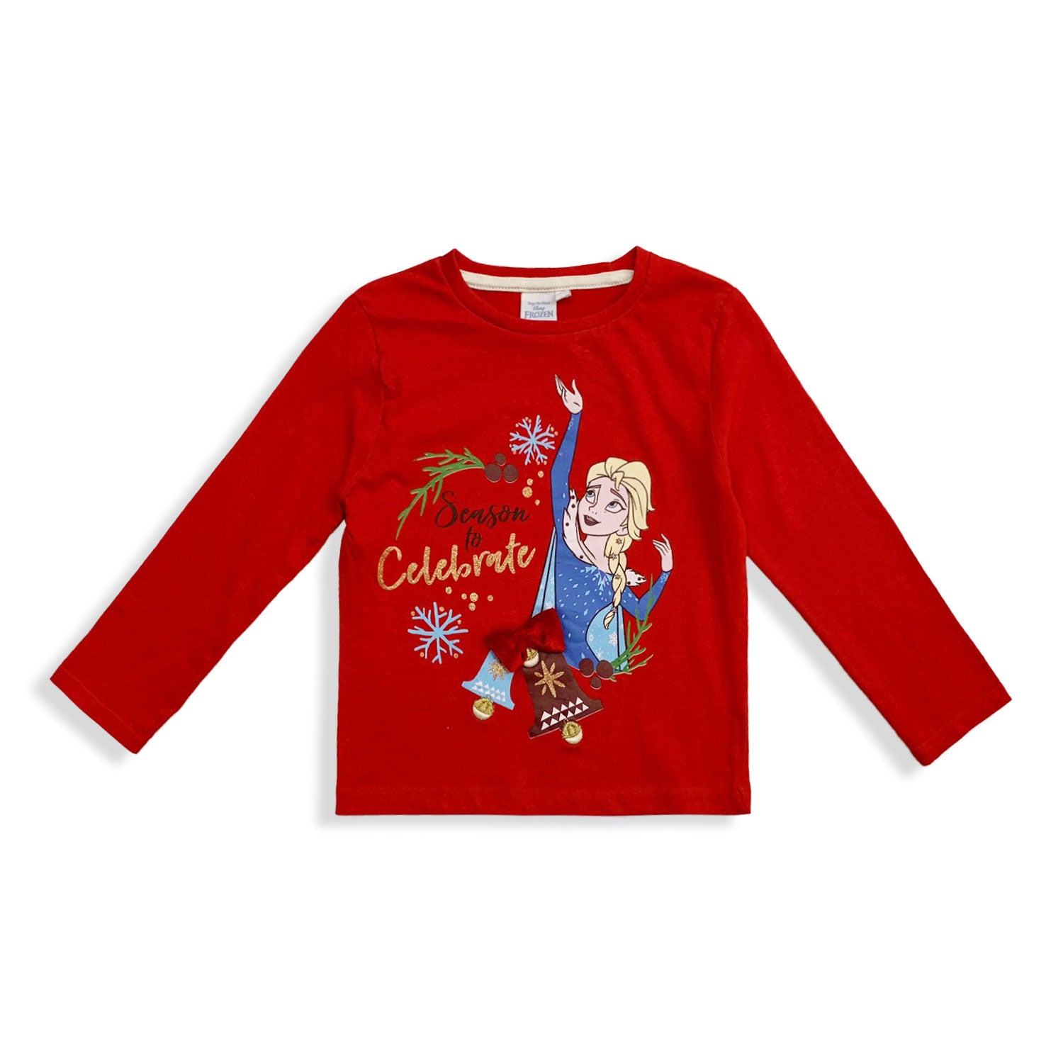 Maglietta Disney Frozen Elsa maniche lunghe natalizia bambina per Natale 5565