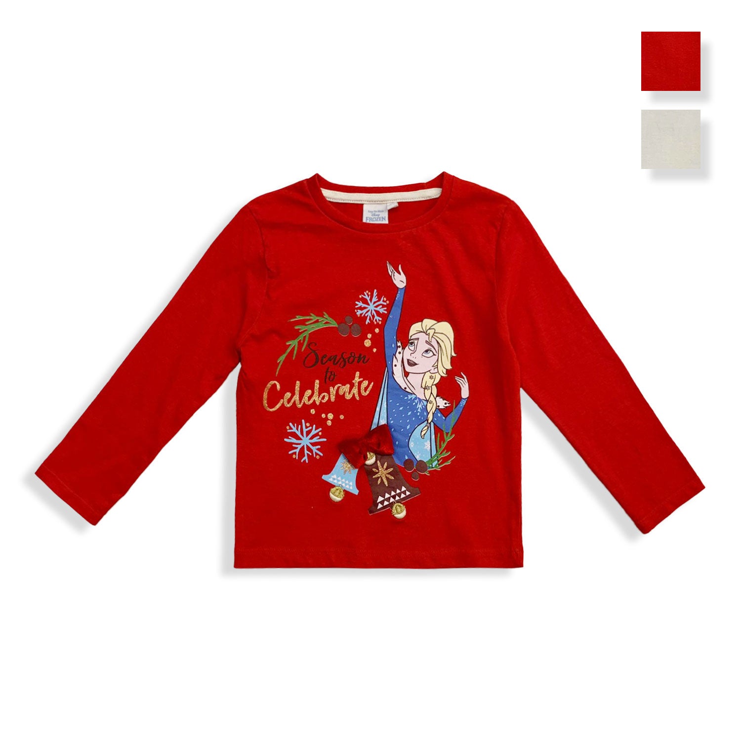 Maglietta Disney Frozen Elsa maniche lunghe natalizia bambina per Natale 5565