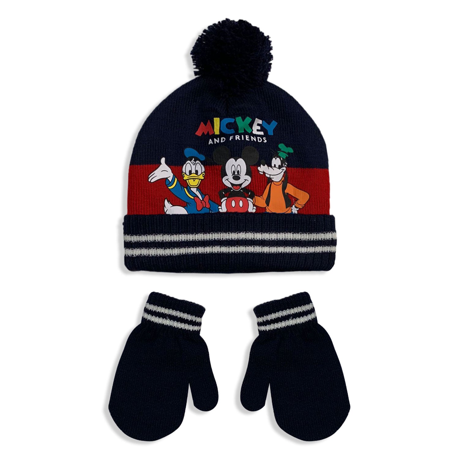 Set Cappellino e guanti invernale Disney Mickey Mouse con pon pon bambino 5580