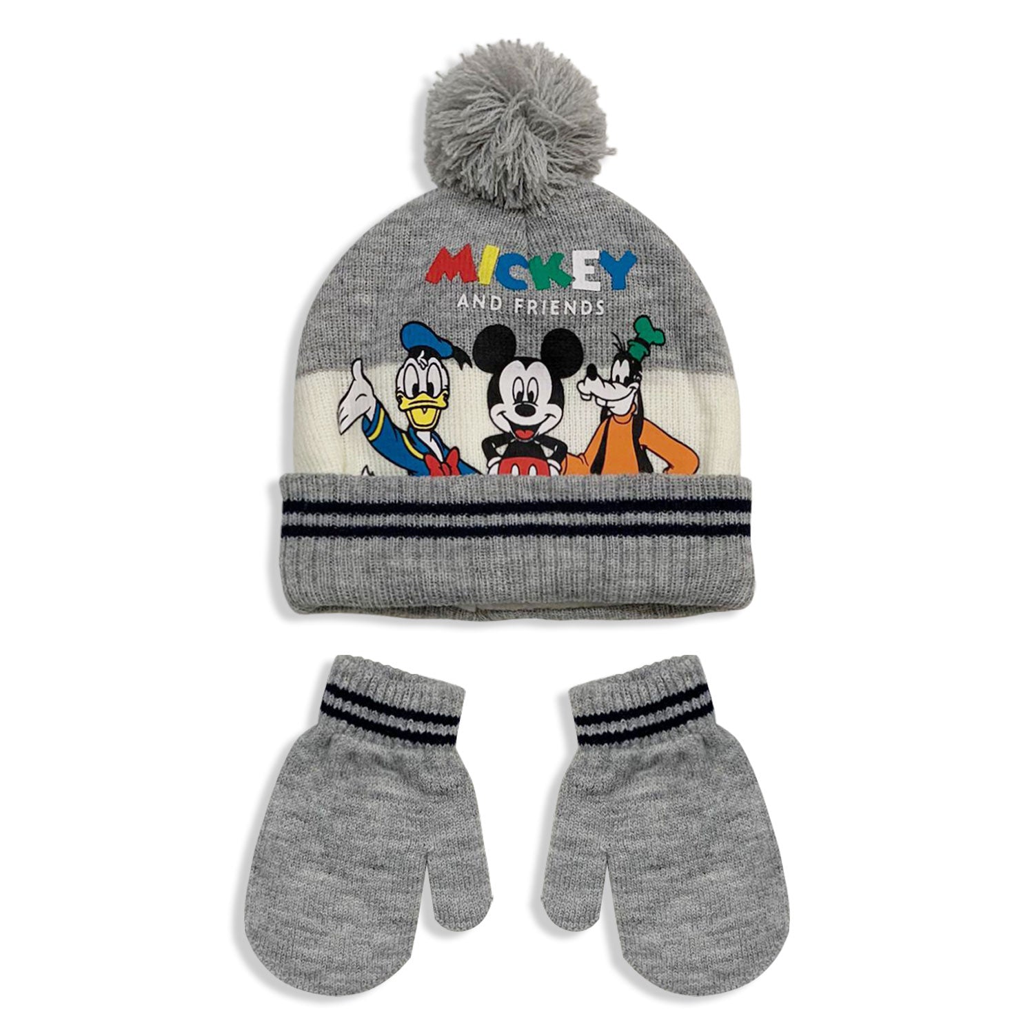 Set Cappellino e guanti invernale Disney Mickey Mouse con pon pon bambino 5580