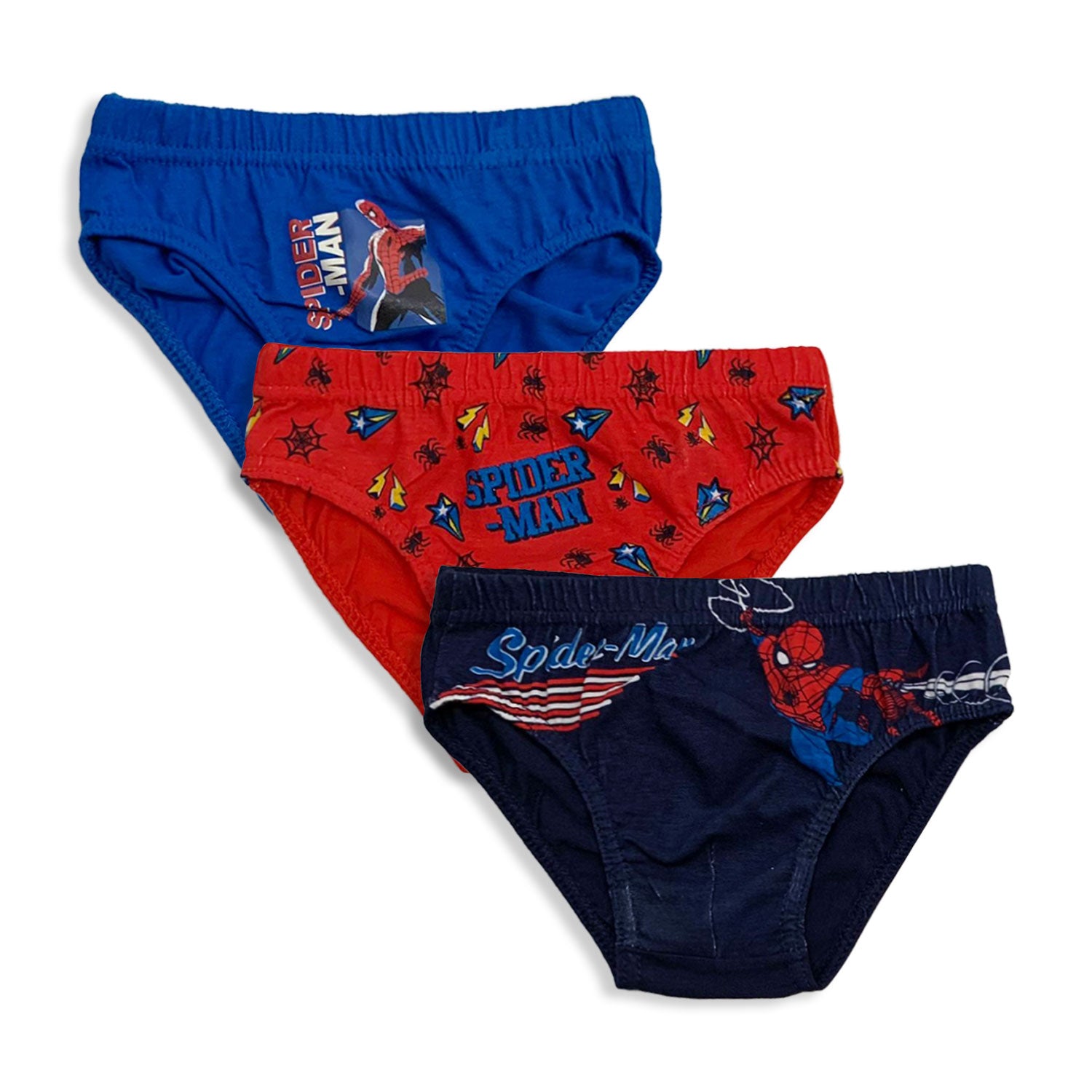 Slip Marvel Spiderman 3 pezzi ufficiale bambino shorties mutandine intimo 5588