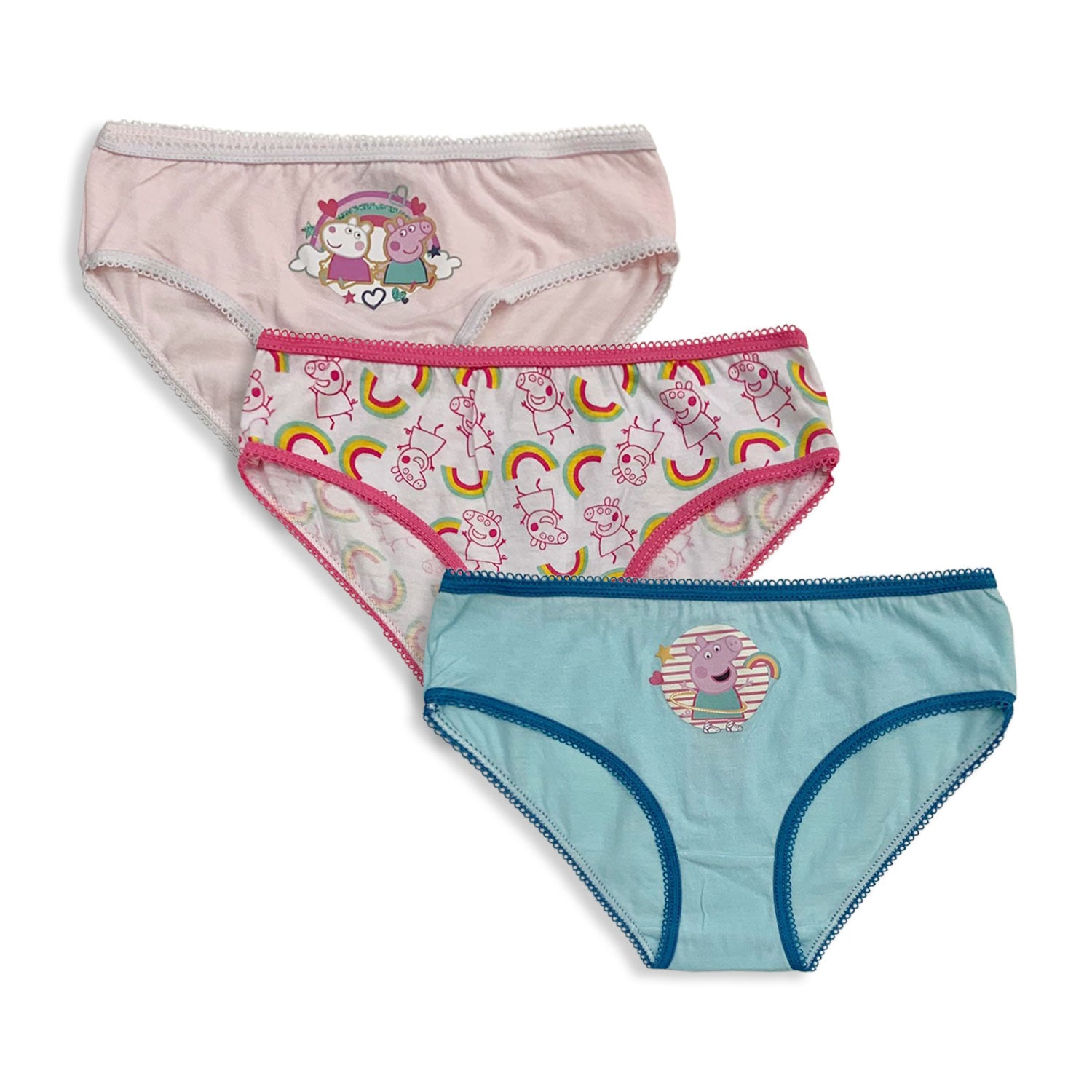 Slip 3 pezzi Peppa Pig bambina shorties mutandine in cotone intimo 5592