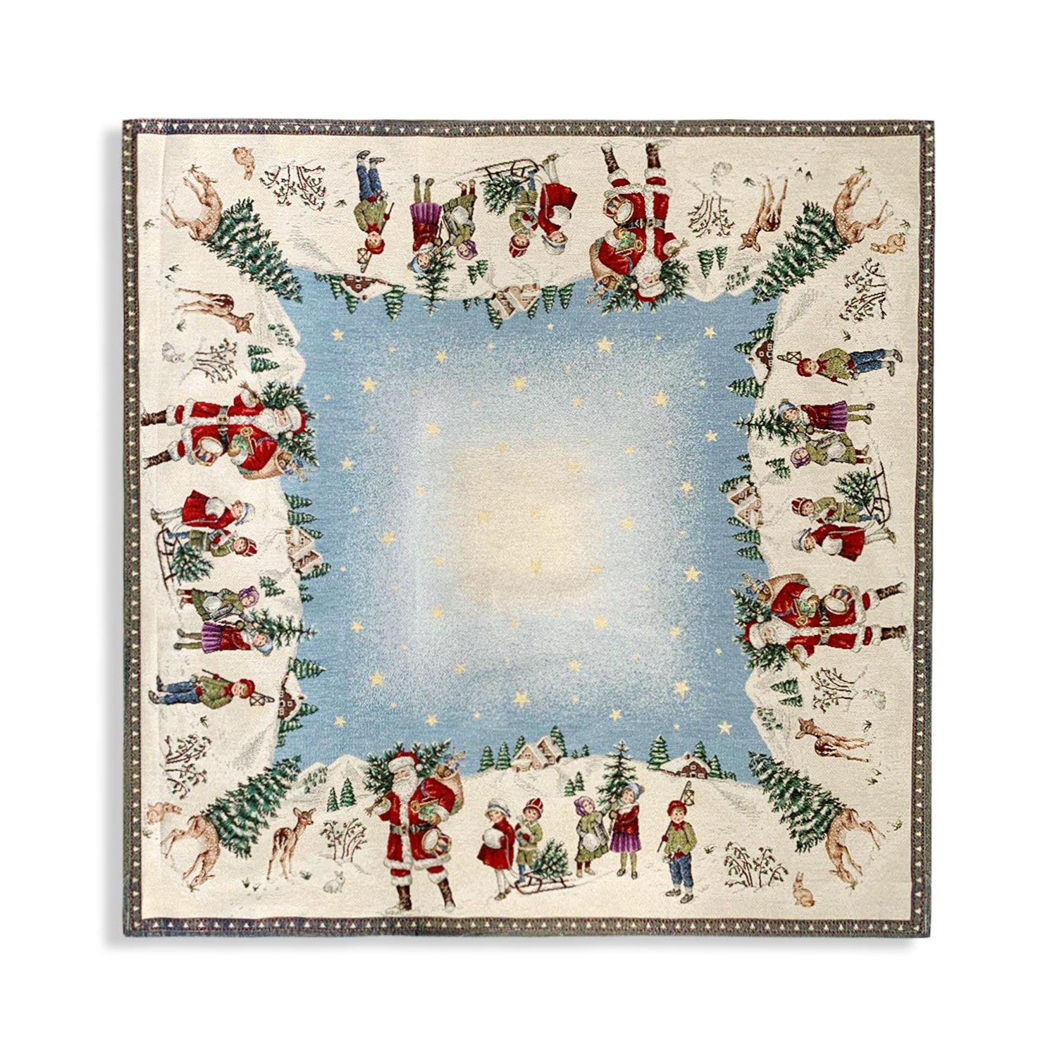 Centrotavola natalizio 100x100cm decorazioni Natale Maestri Cotonieri Renne 5612