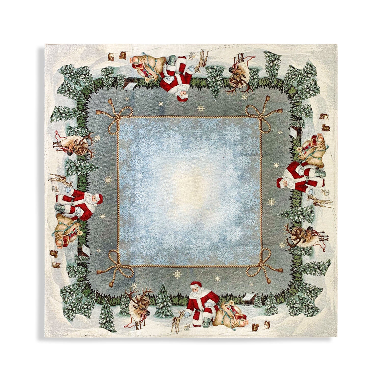 Centrotavola natalizio 100x100cm decorazioni Natale Maestri Cotonieri Renne 5616