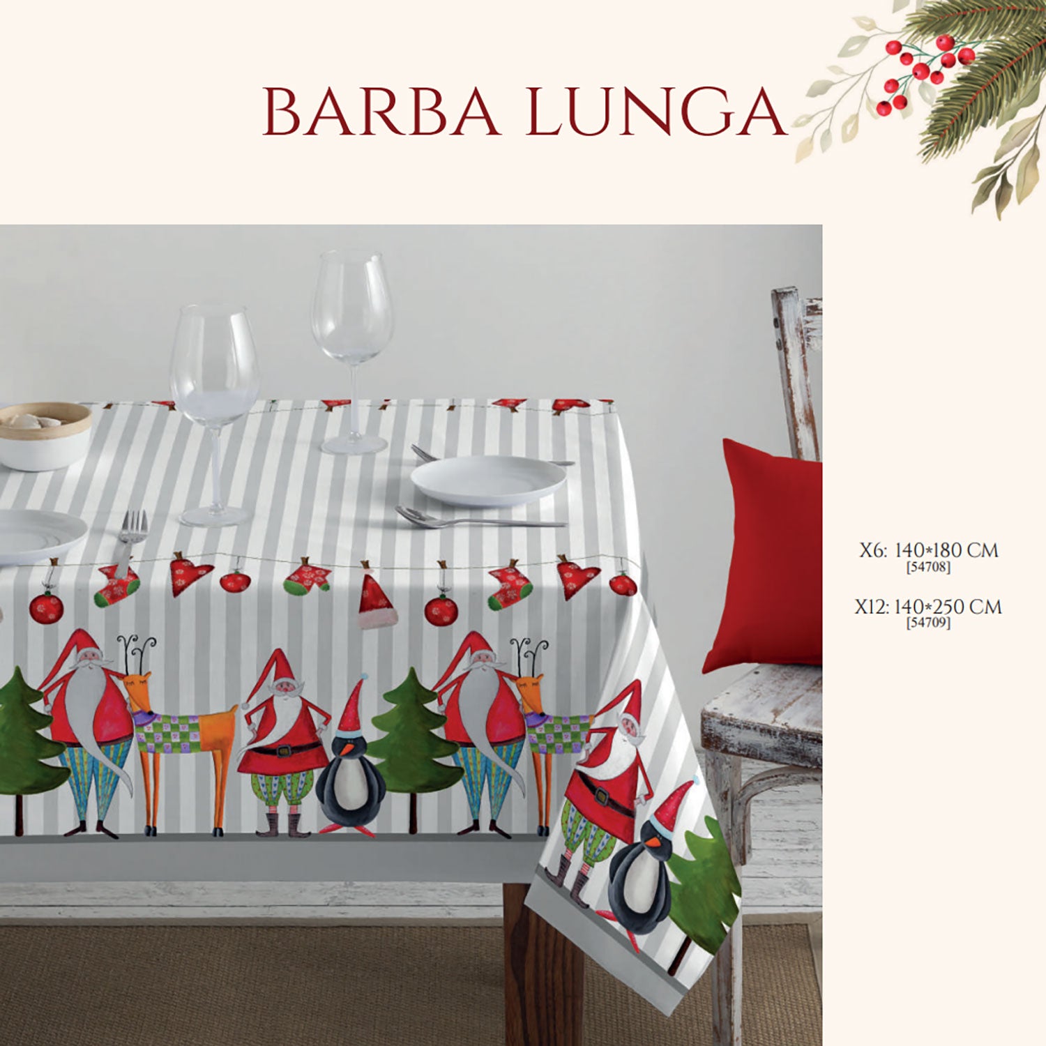 Copritavolo Natalizio Maestri Cotonieri tovaglia Babbo Natale 12 posti 5661