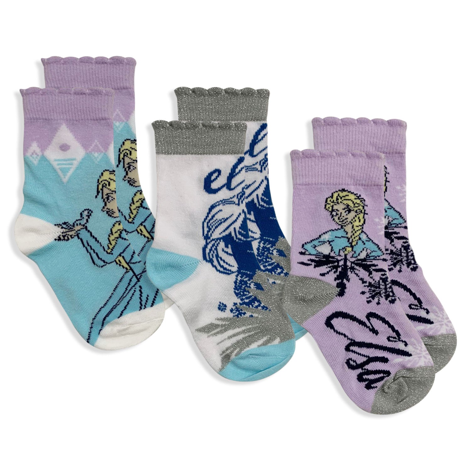 Calzini Disney Frozen set 3 paia per bambina in cotone Calze Bimba 5681