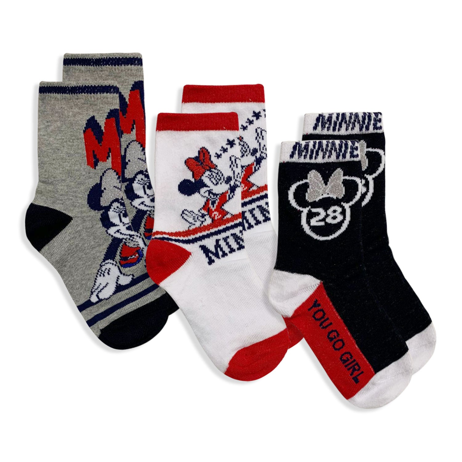 Calzini Disney Minnie Mouse set paia per bambina in cotone Calze Bim